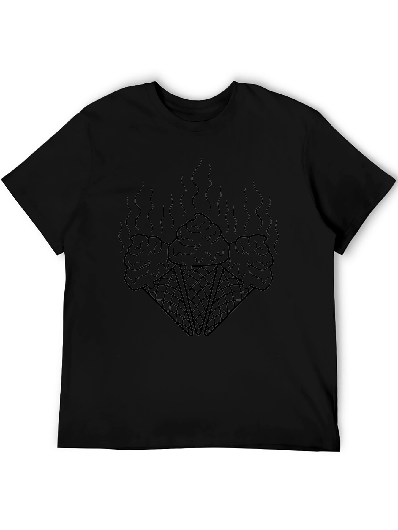 Melting Ice Cream Cone Graphic Tee - Black
