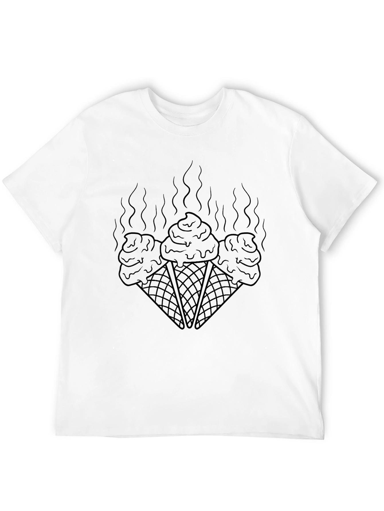 Melting Ice Cream Cone Graphic Tee - Black