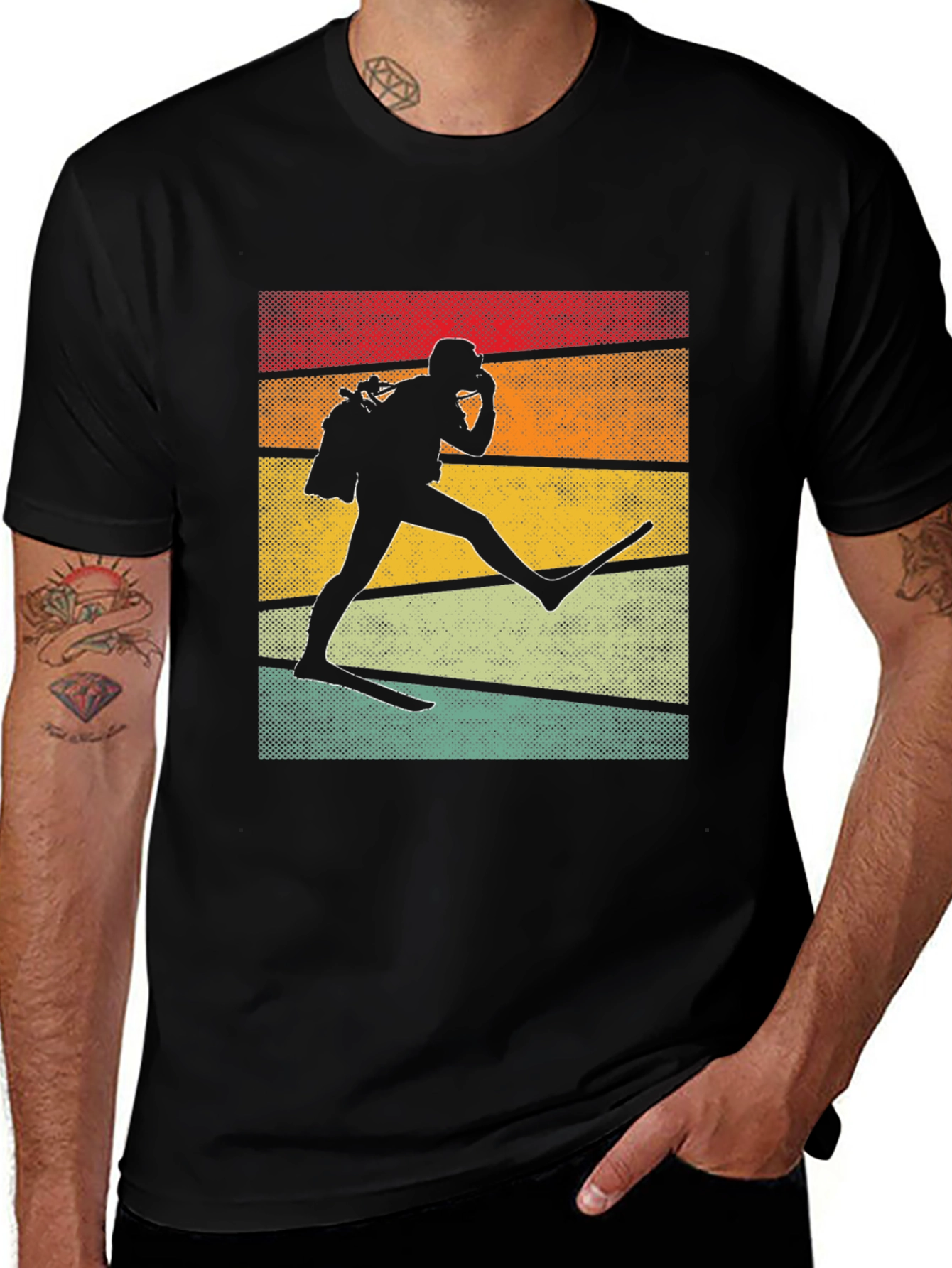 Retro Scuba Diver Graphic Tee - Black