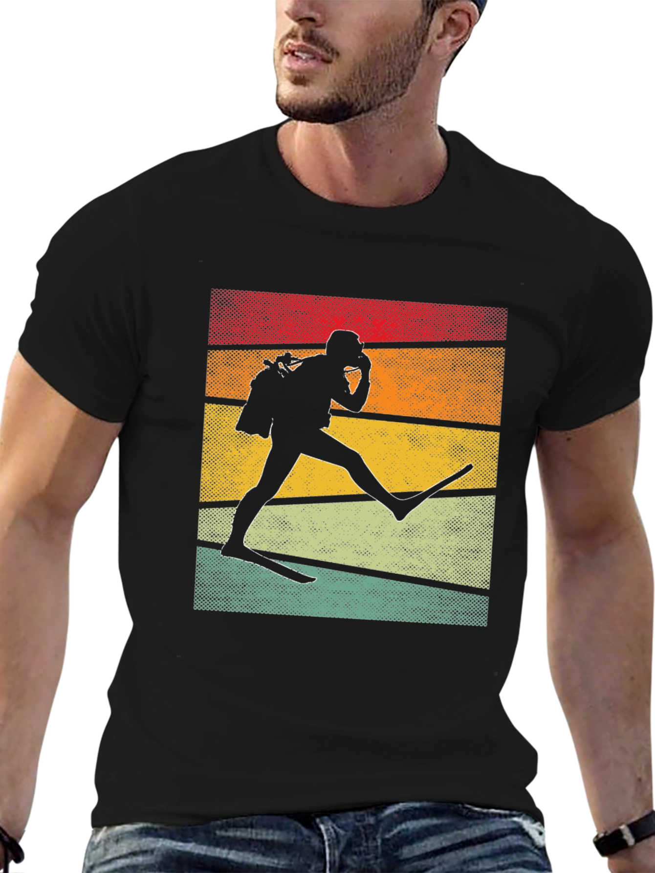 Retro Scuba Diver Graphic Tee - Black