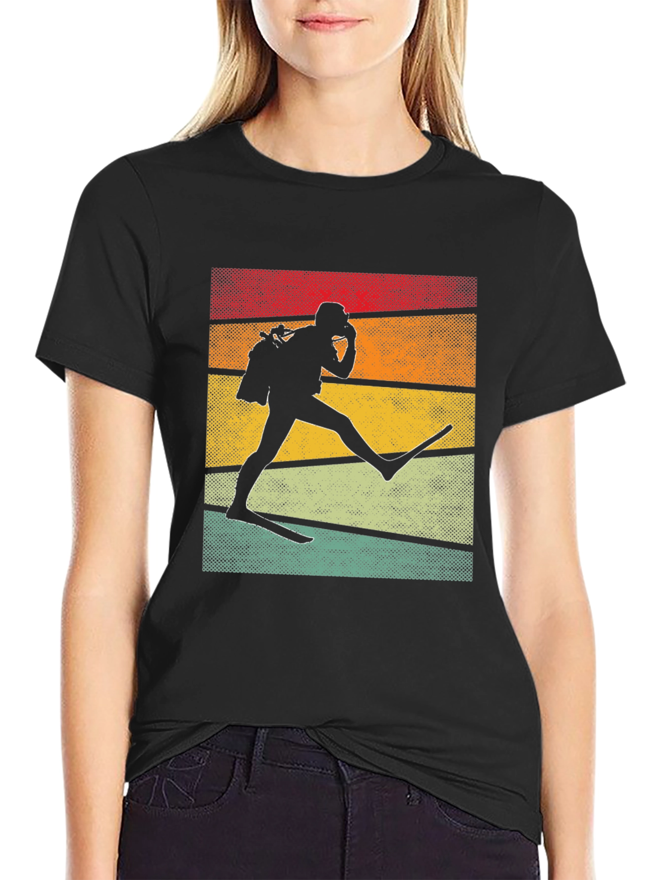 Retro Scuba Diver Graphic Tee - Black
