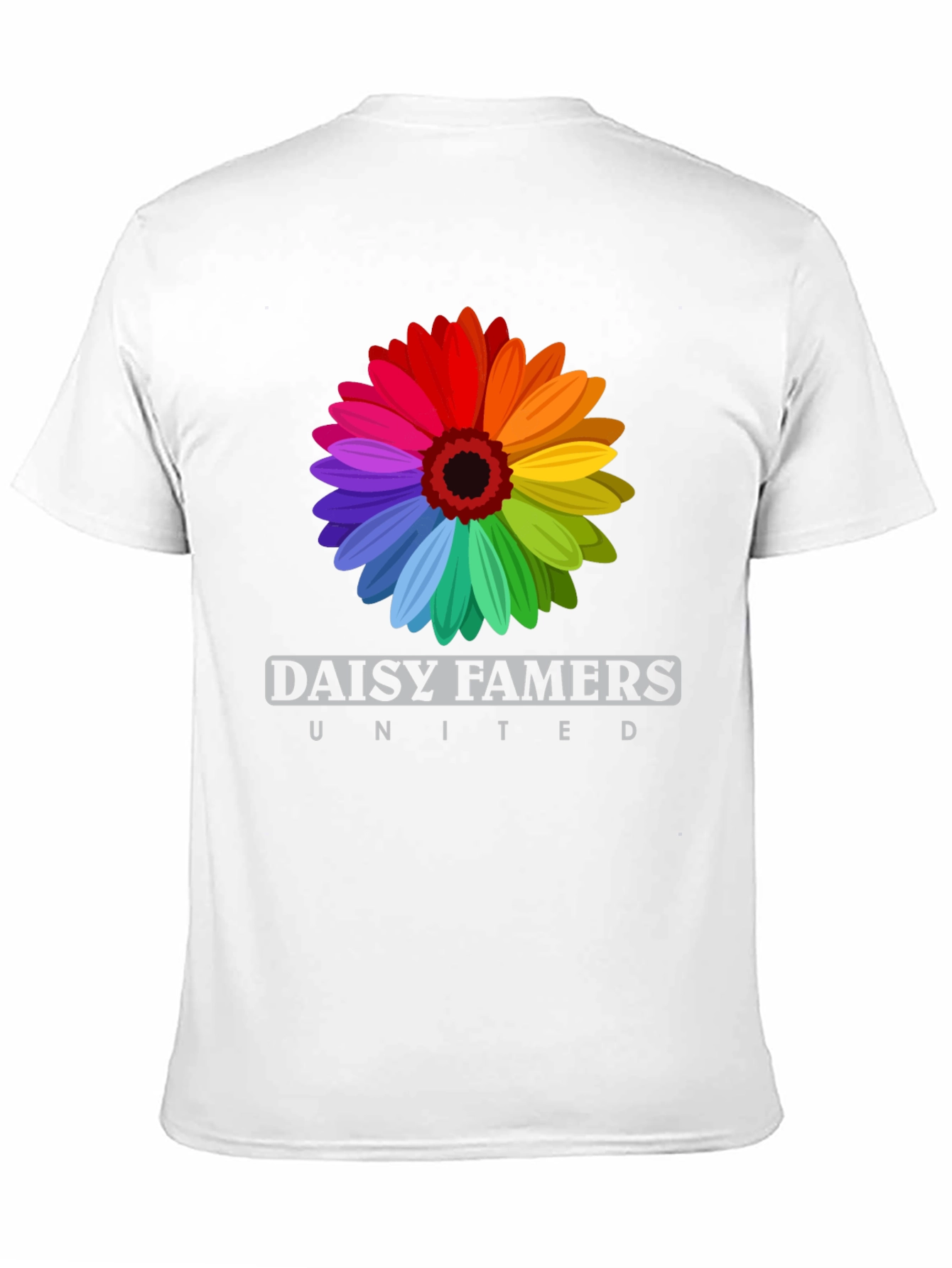 Daisy Famers United Black T-Shirt - Rainbow Flower