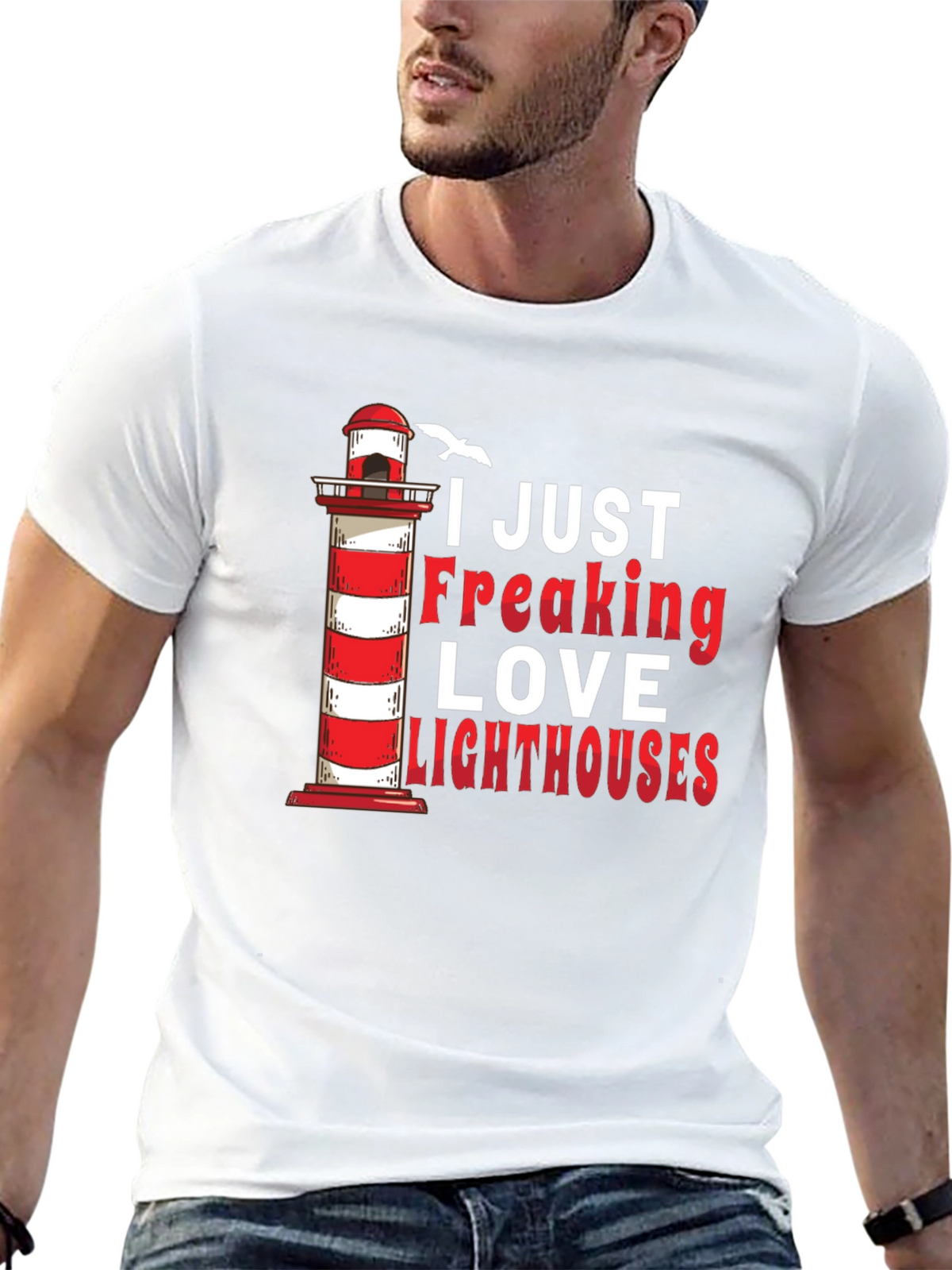 I Love Lighthouses Black T-Shirt