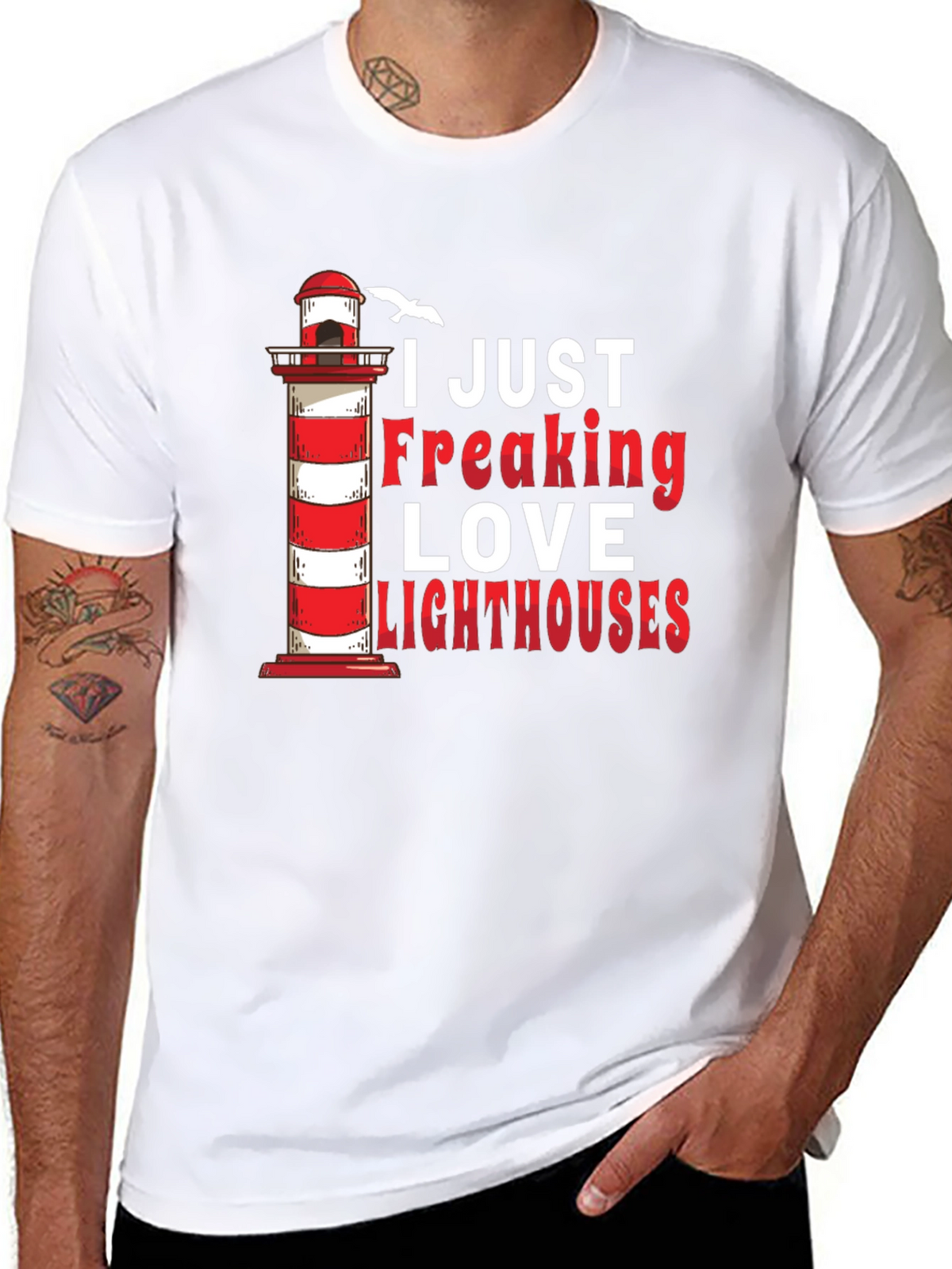 I Love Lighthouses Black T-Shirt