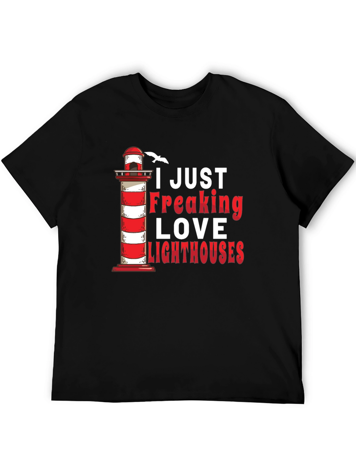 I Love Lighthouses Black T-Shirt