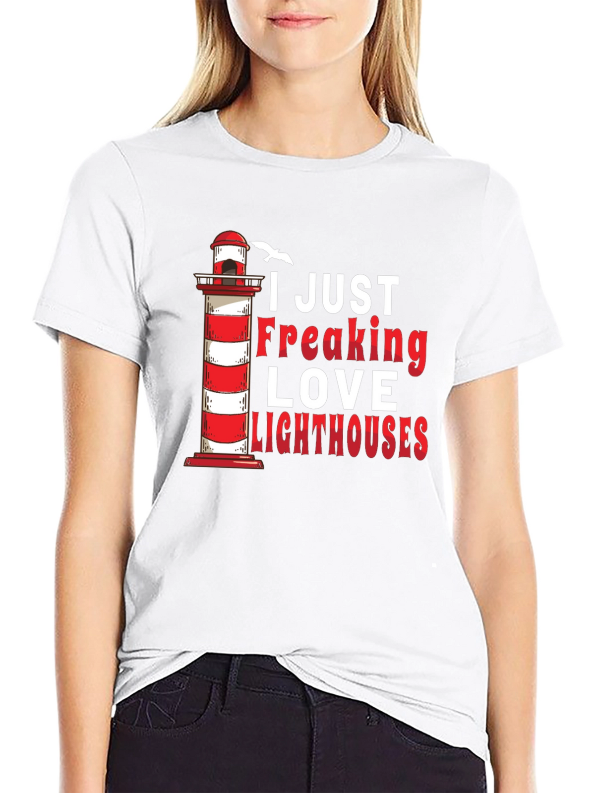 I Love Lighthouses Black T-Shirt