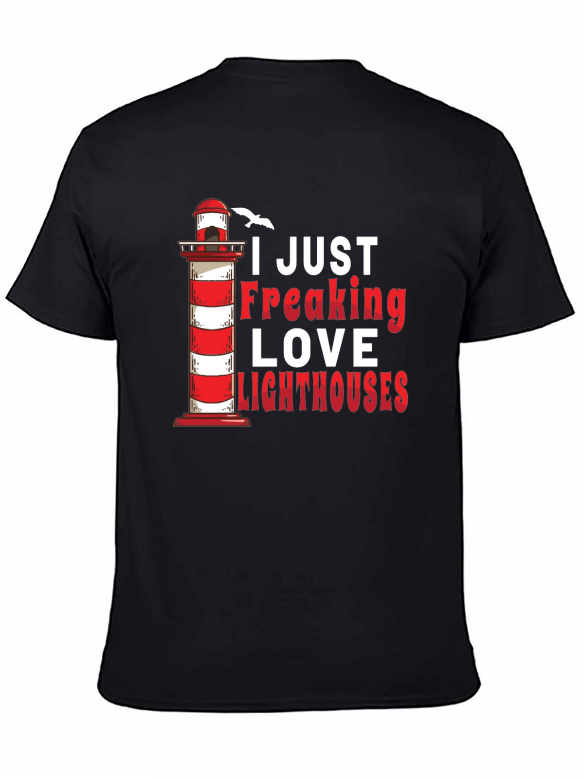 I Love Lighthouses Black T-Shirt
