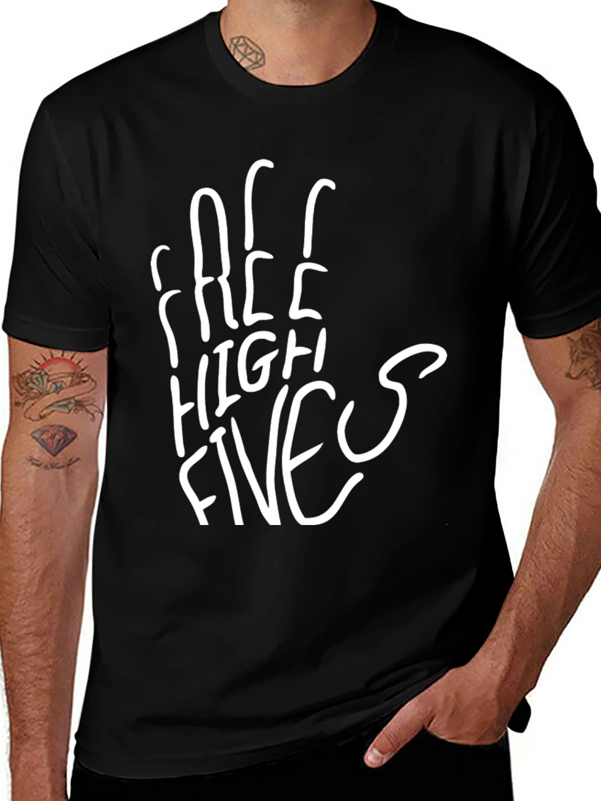 Free High Fives Black Tee - Casual Comfort