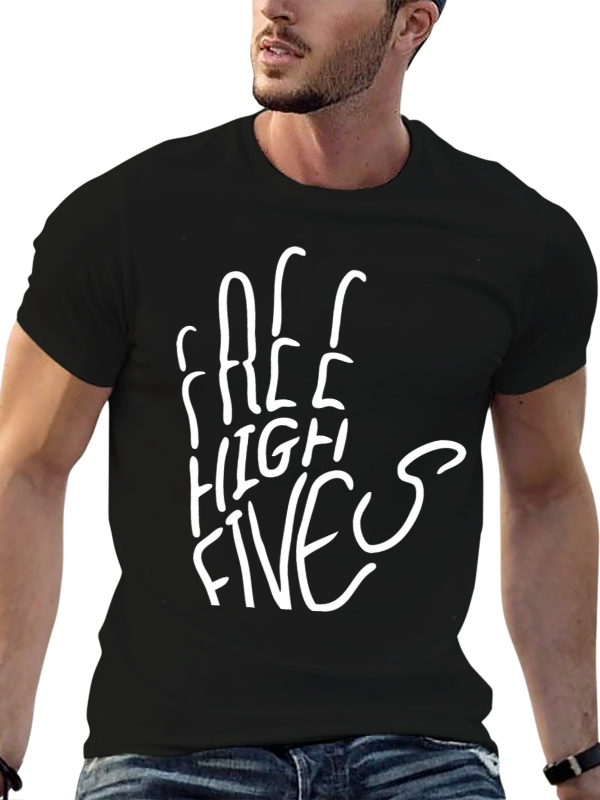 Free High Fives Black Tee - Casual Comfort