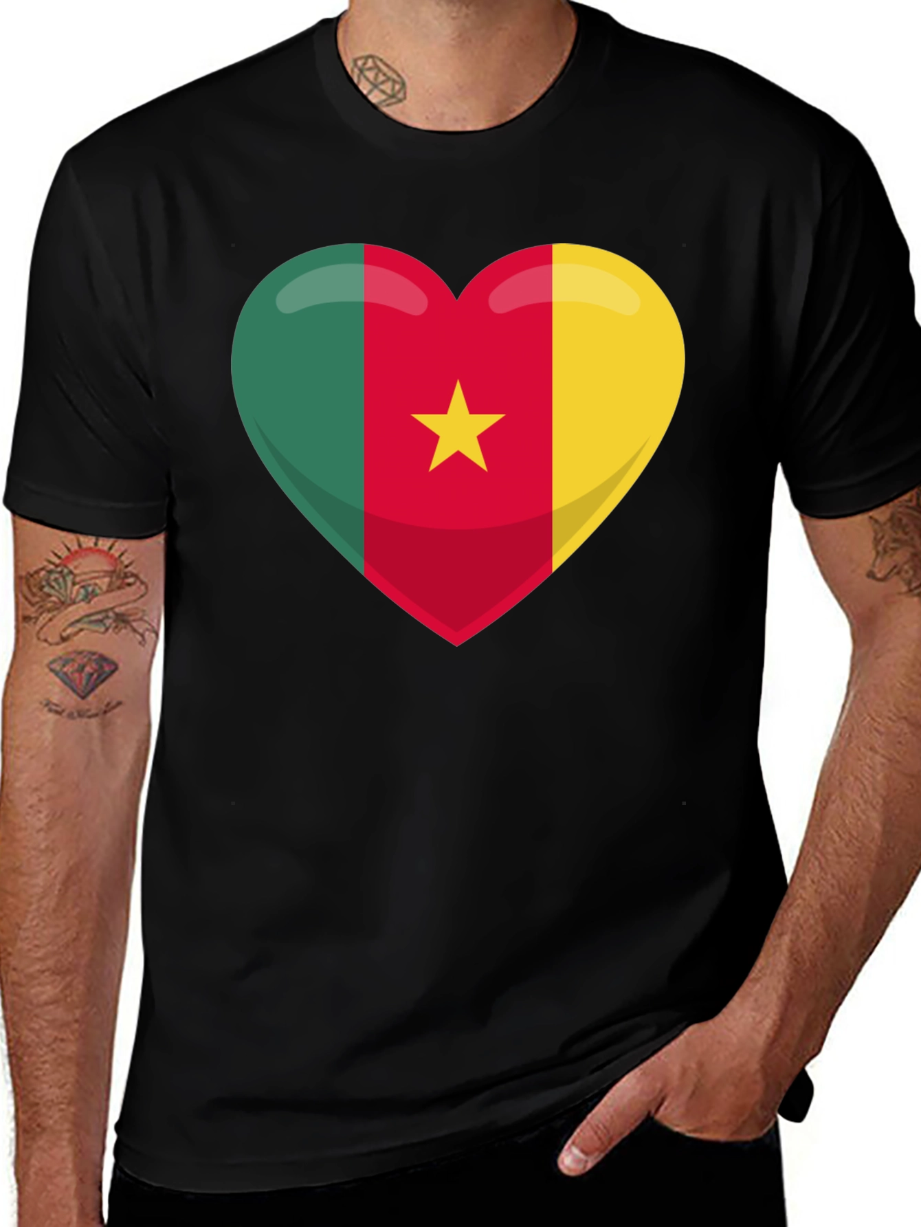 Cameroon Flag Heart T-Shirt