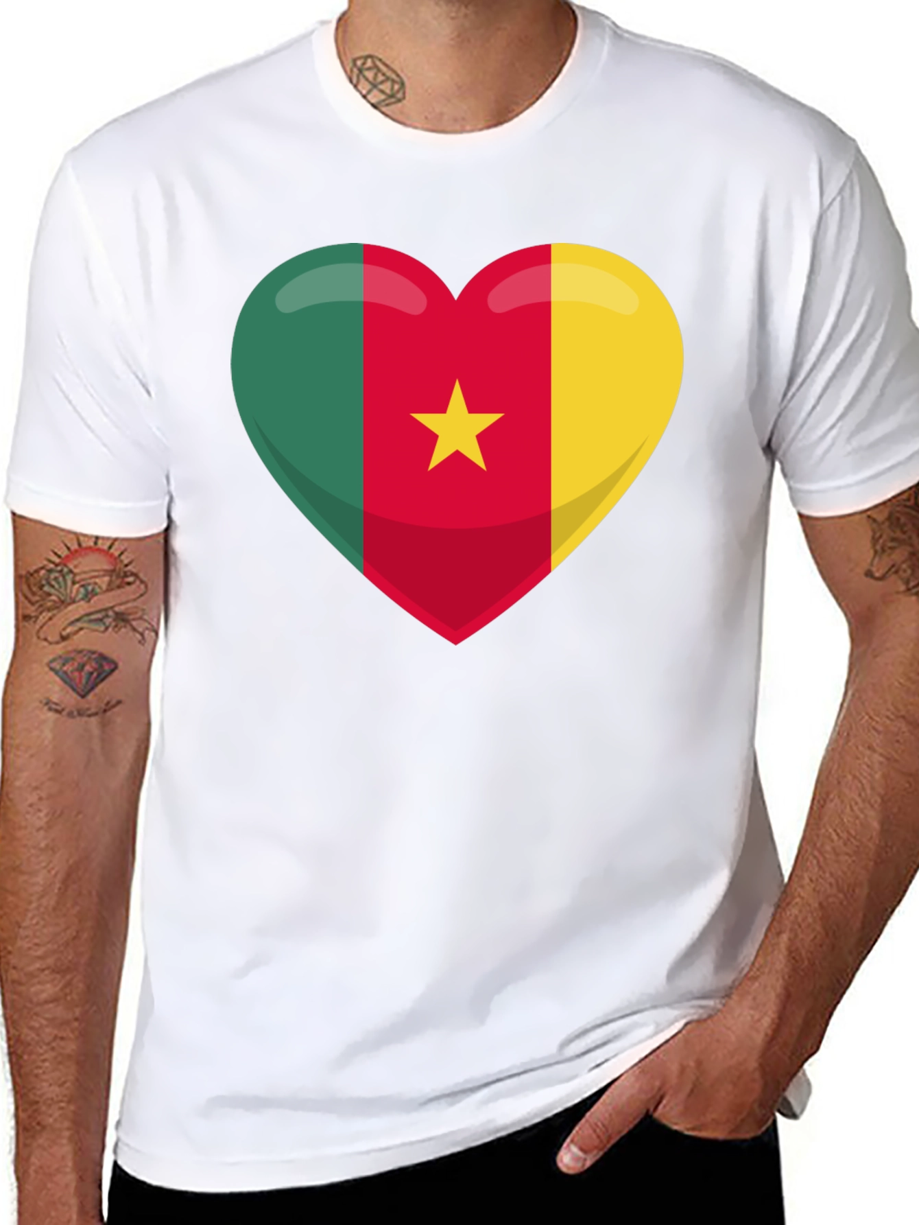 Cameroon Flag Heart T-Shirt