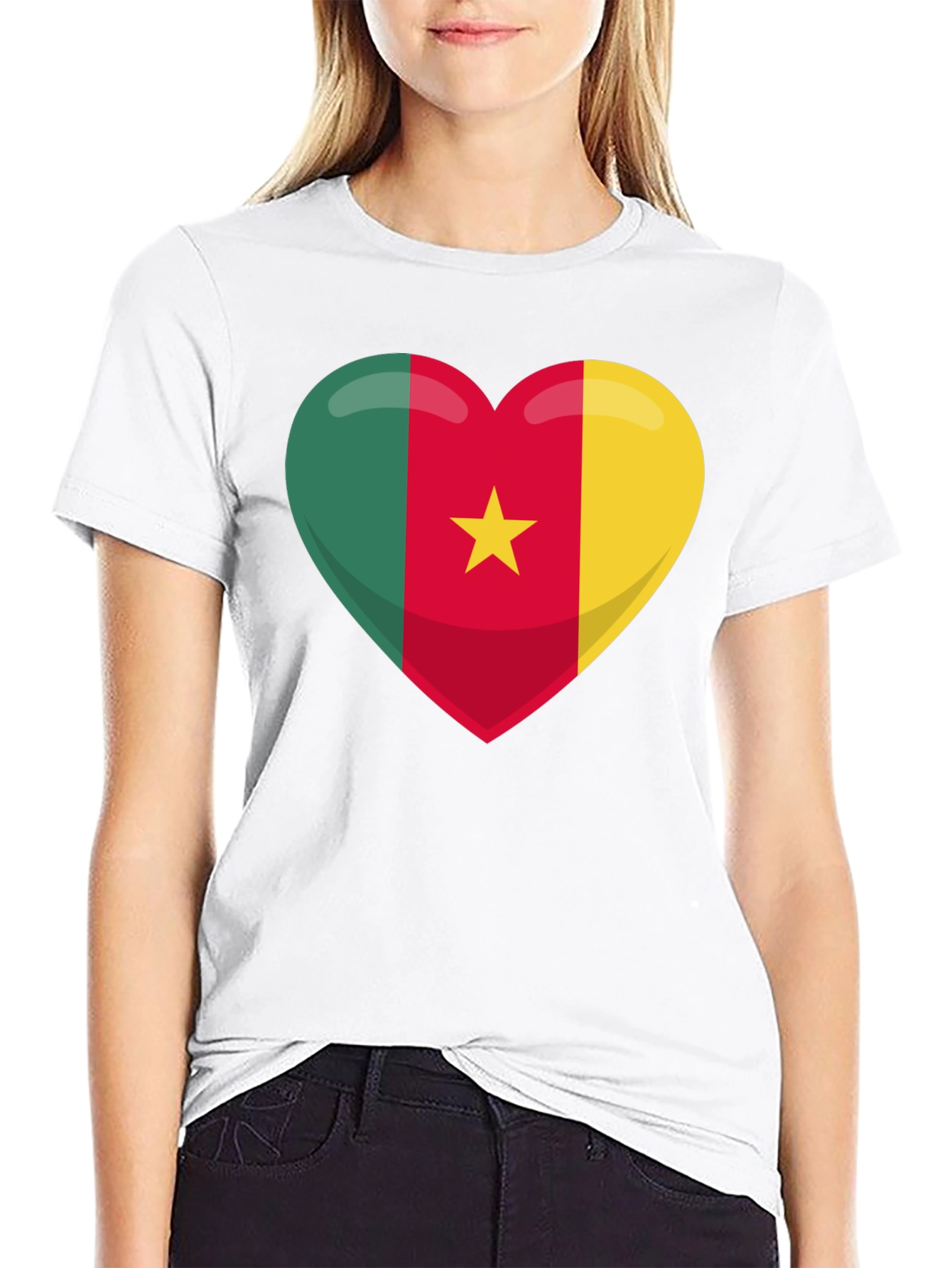 Cameroon Flag Heart T-Shirt