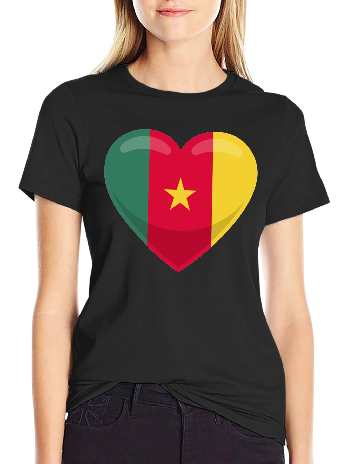 Cameroon Flag Heart T-Shirt