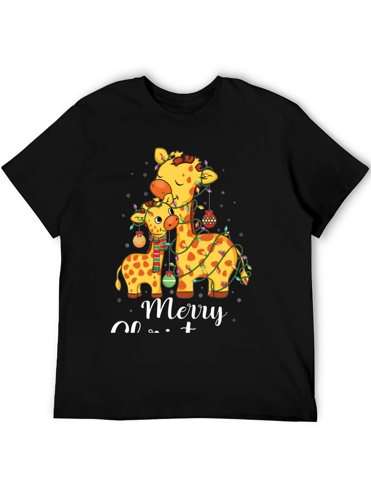 Festive Giraffe Merry Christmas T-Shirt