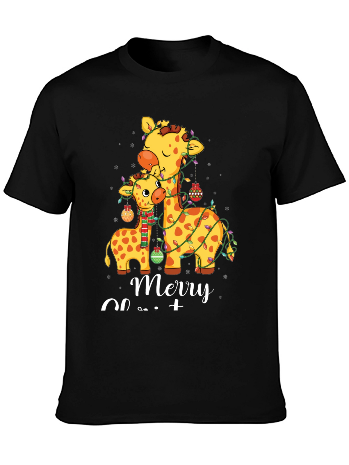 Festive Giraffe Merry Christmas T-Shirt