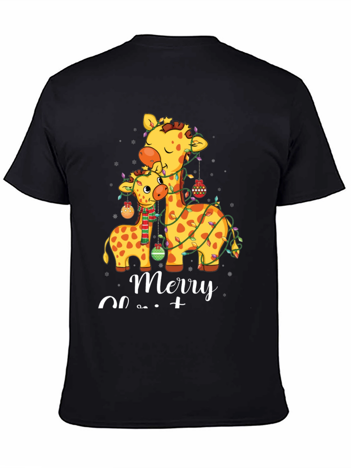 Festive Giraffe Merry Christmas T-Shirt