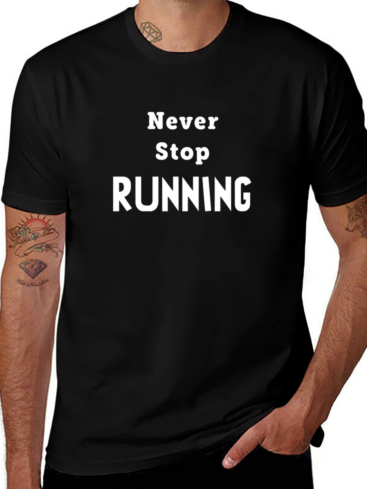 Never Stop Running T-Shirt - Black Graphic Tee