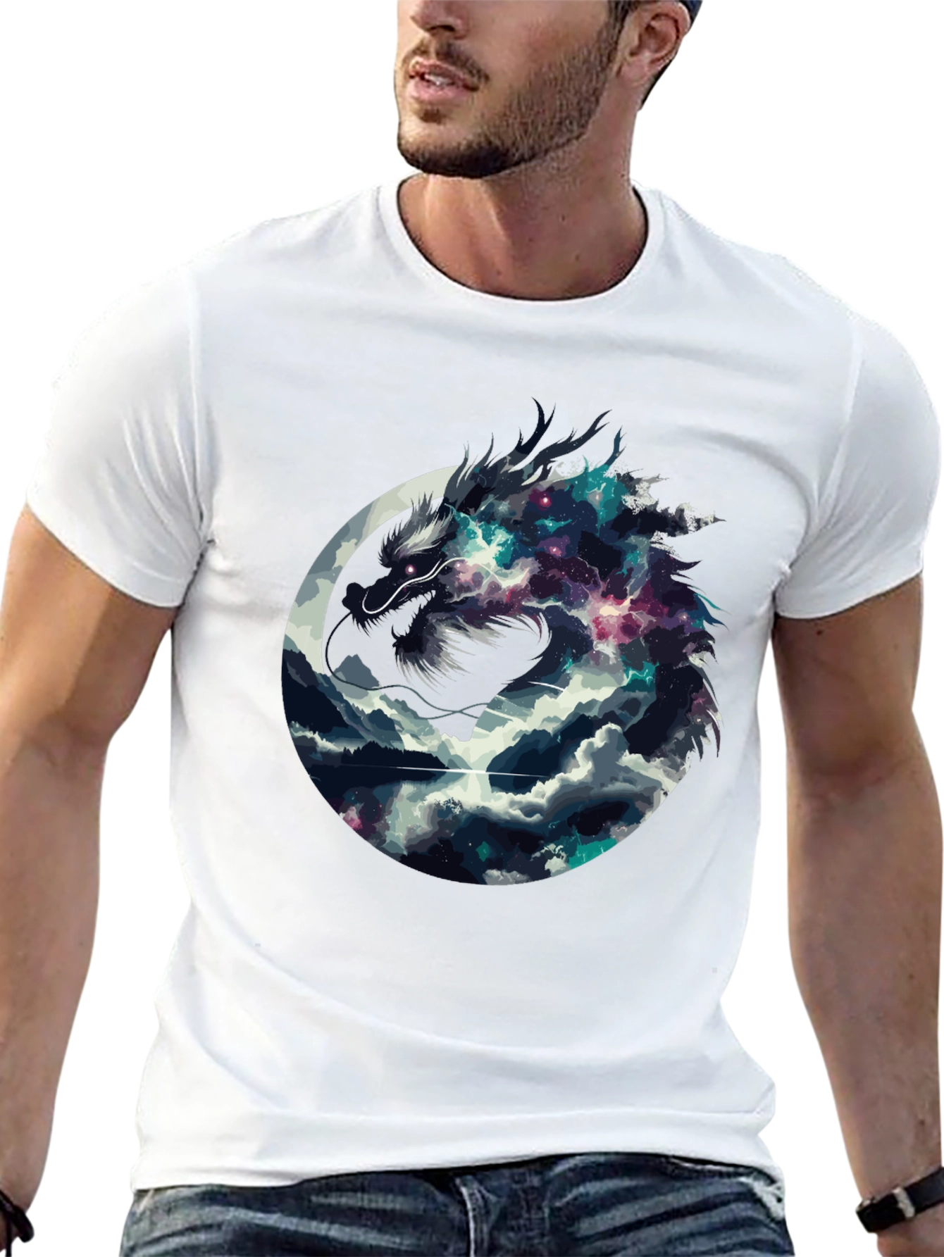 Dragon Galaxy Graphic Tee - Mens Black T-Shirt