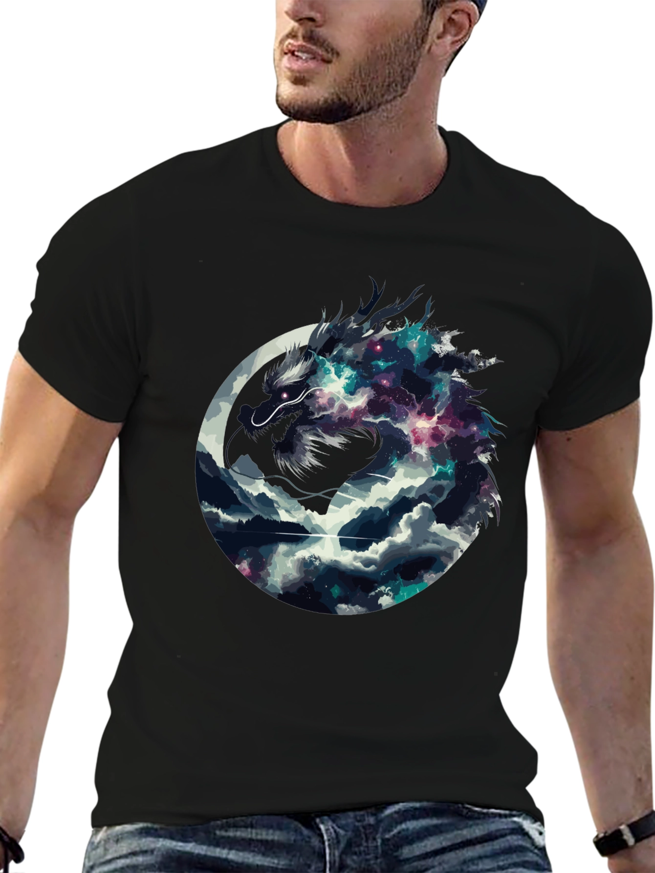 Dragon Galaxy Graphic Tee - Mens Black T-Shirt