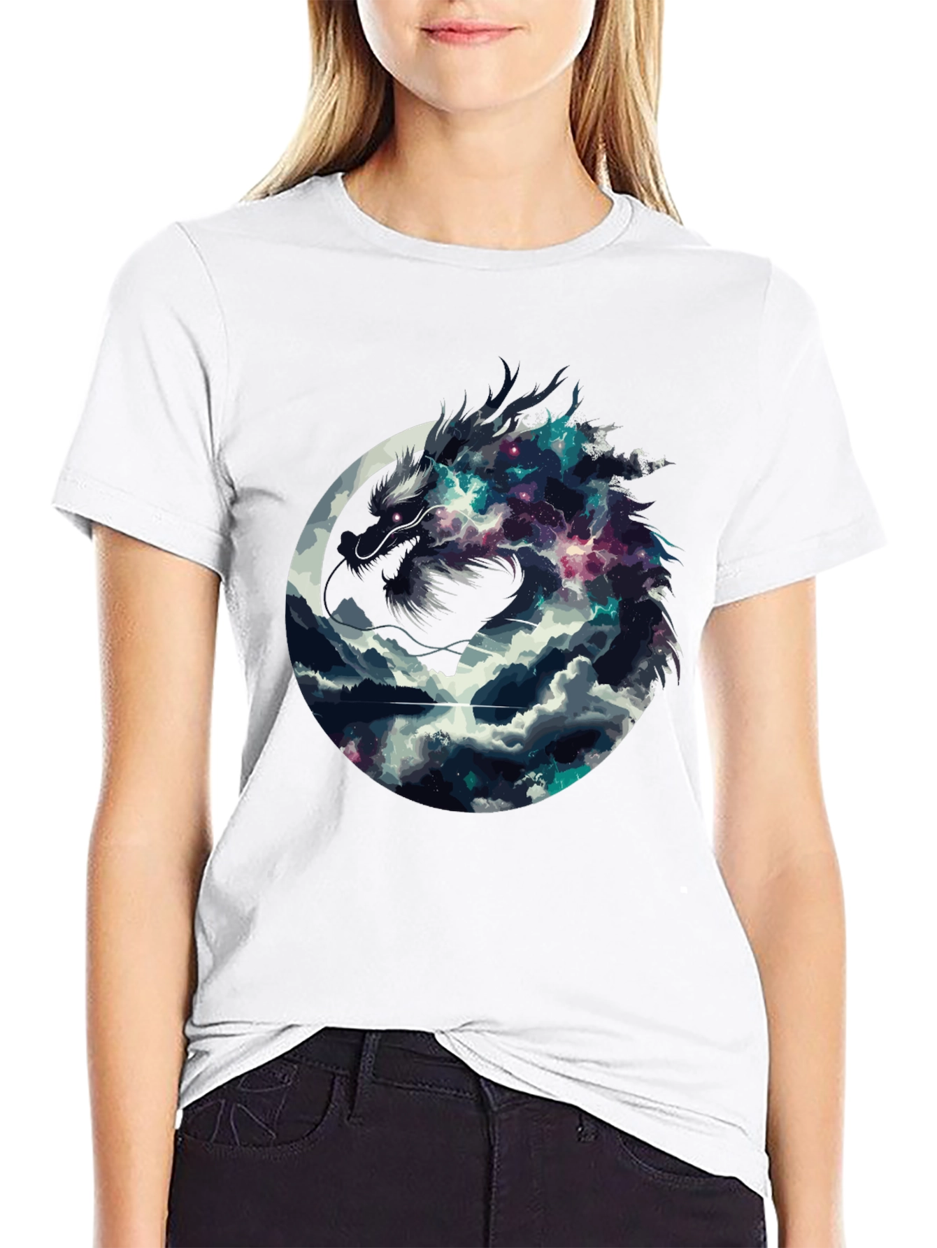 Dragon Galaxy Graphic Tee - Mens Black T-Shirt