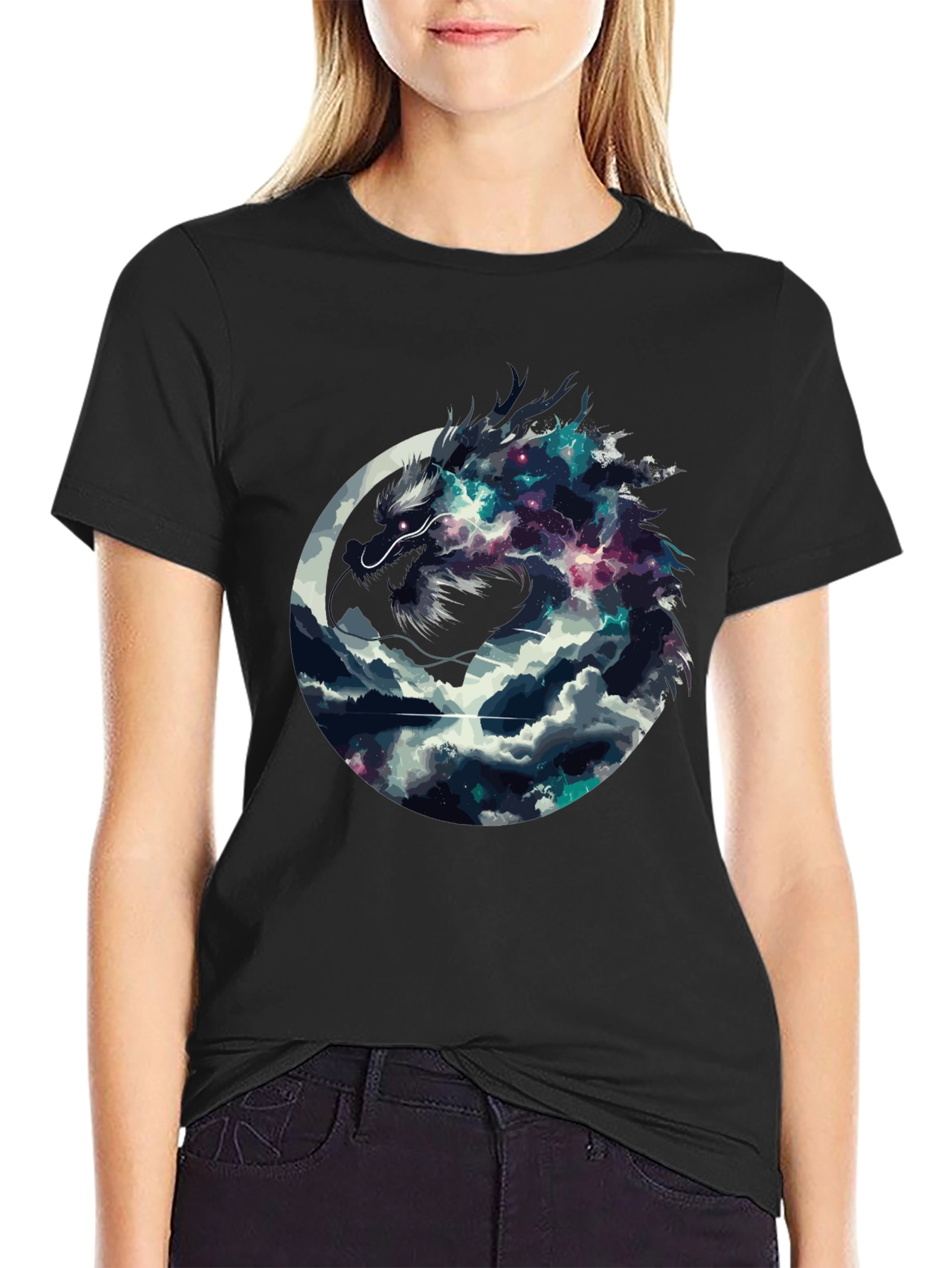 Dragon Galaxy Graphic Tee - Mens Black T-Shirt