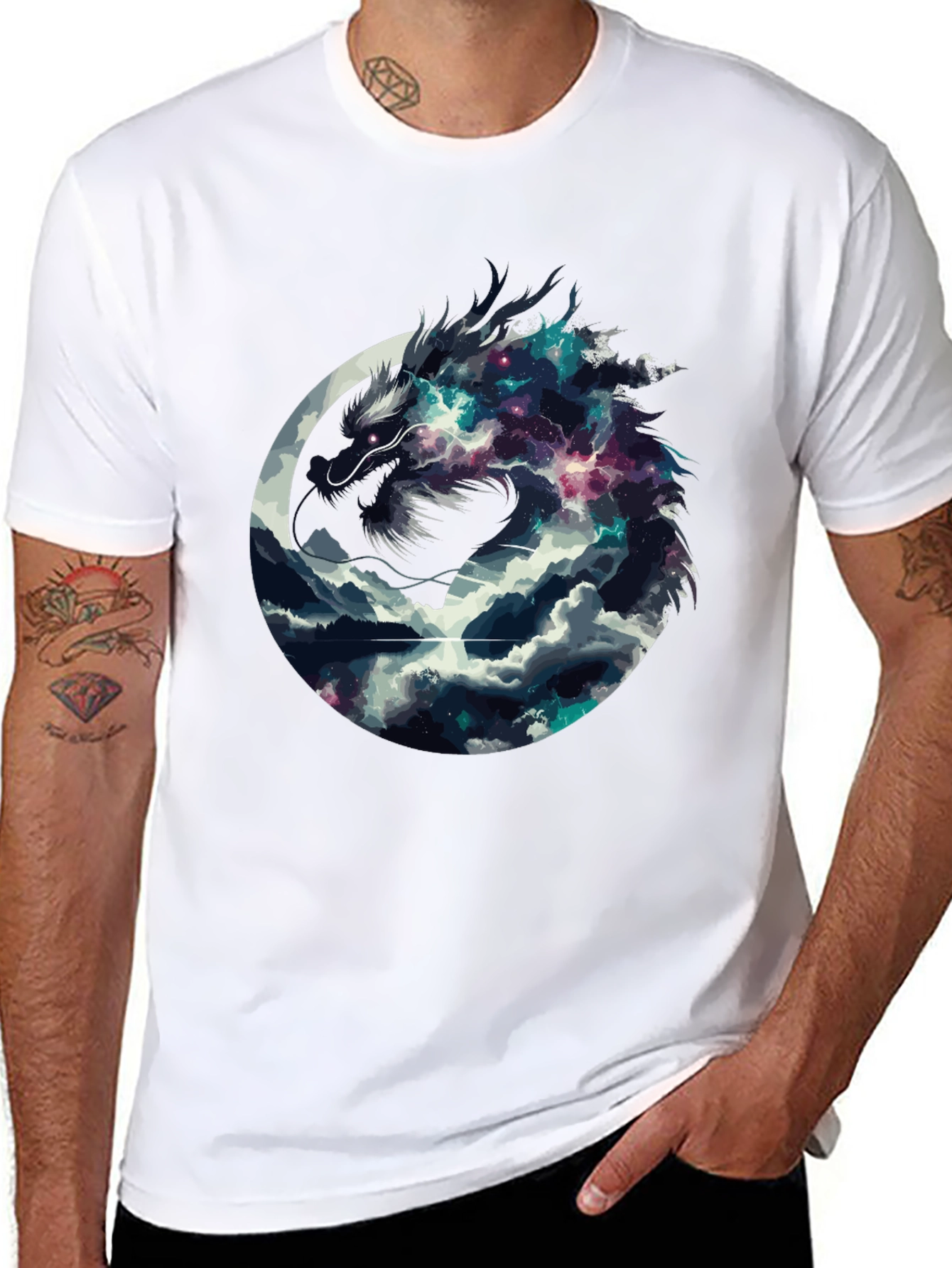 Dragon Galaxy Graphic Tee - Mens Black T-Shirt