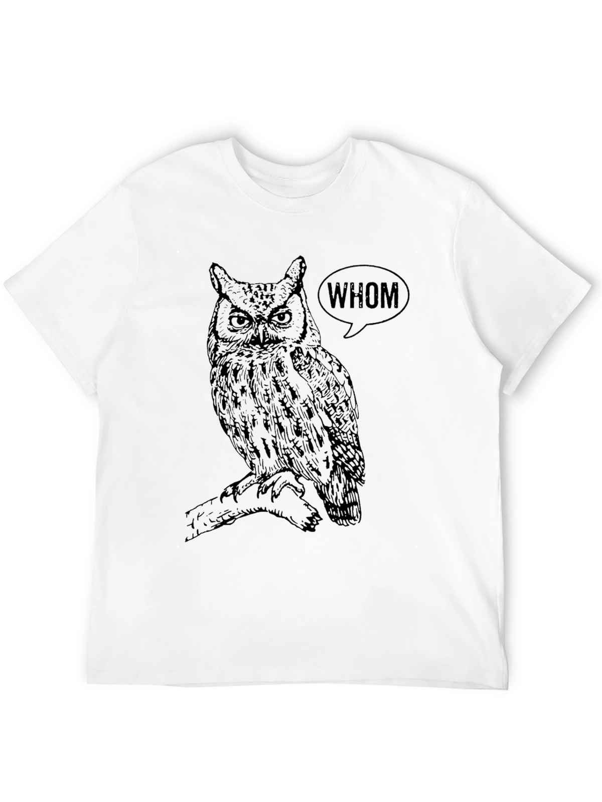 Owl Whom Graphic Print Black T-Shirt