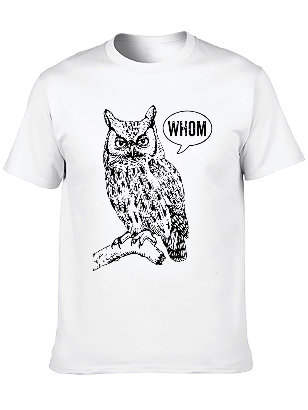 Owl Whom Graphic Print Black T-Shirt
