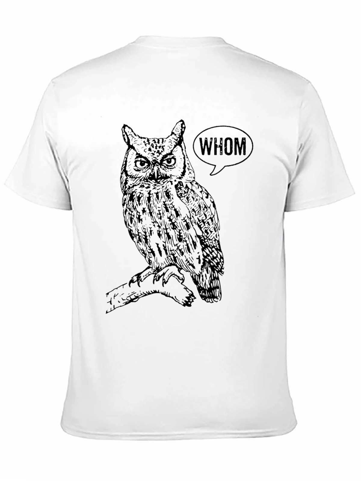Owl Whom Graphic Print Black T-Shirt