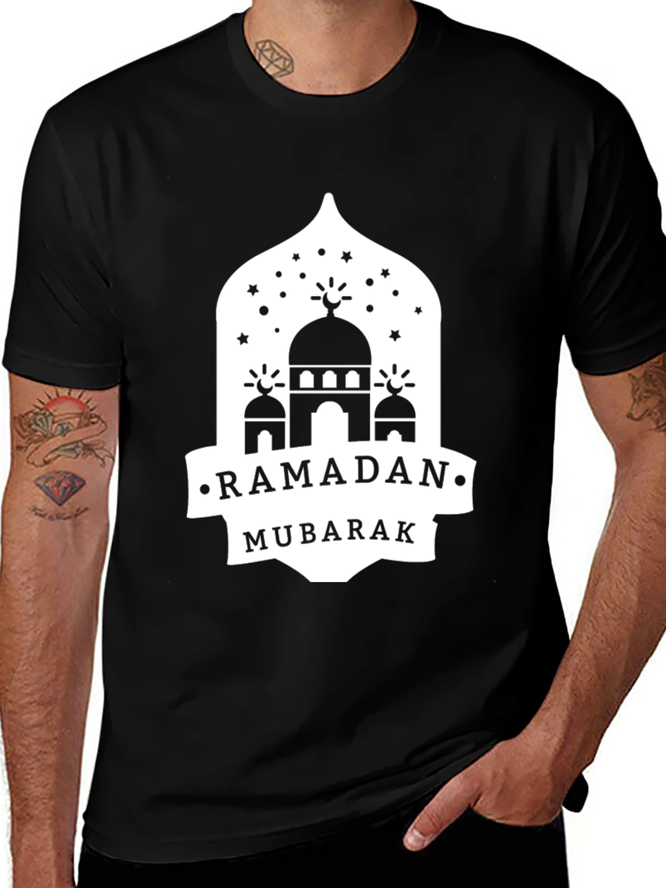 Ramadan Mubarak Graphic T-Shirt - Black