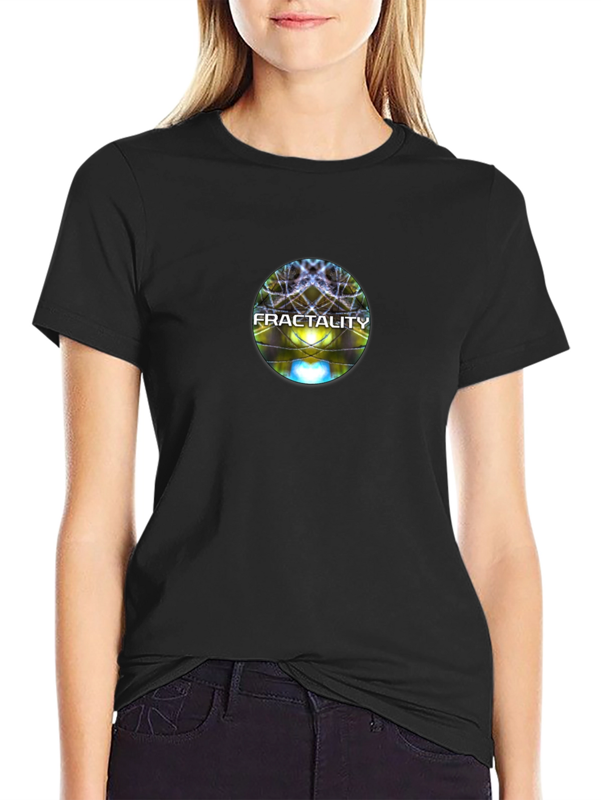 Fractality Graphic Print Black T-Shirt
