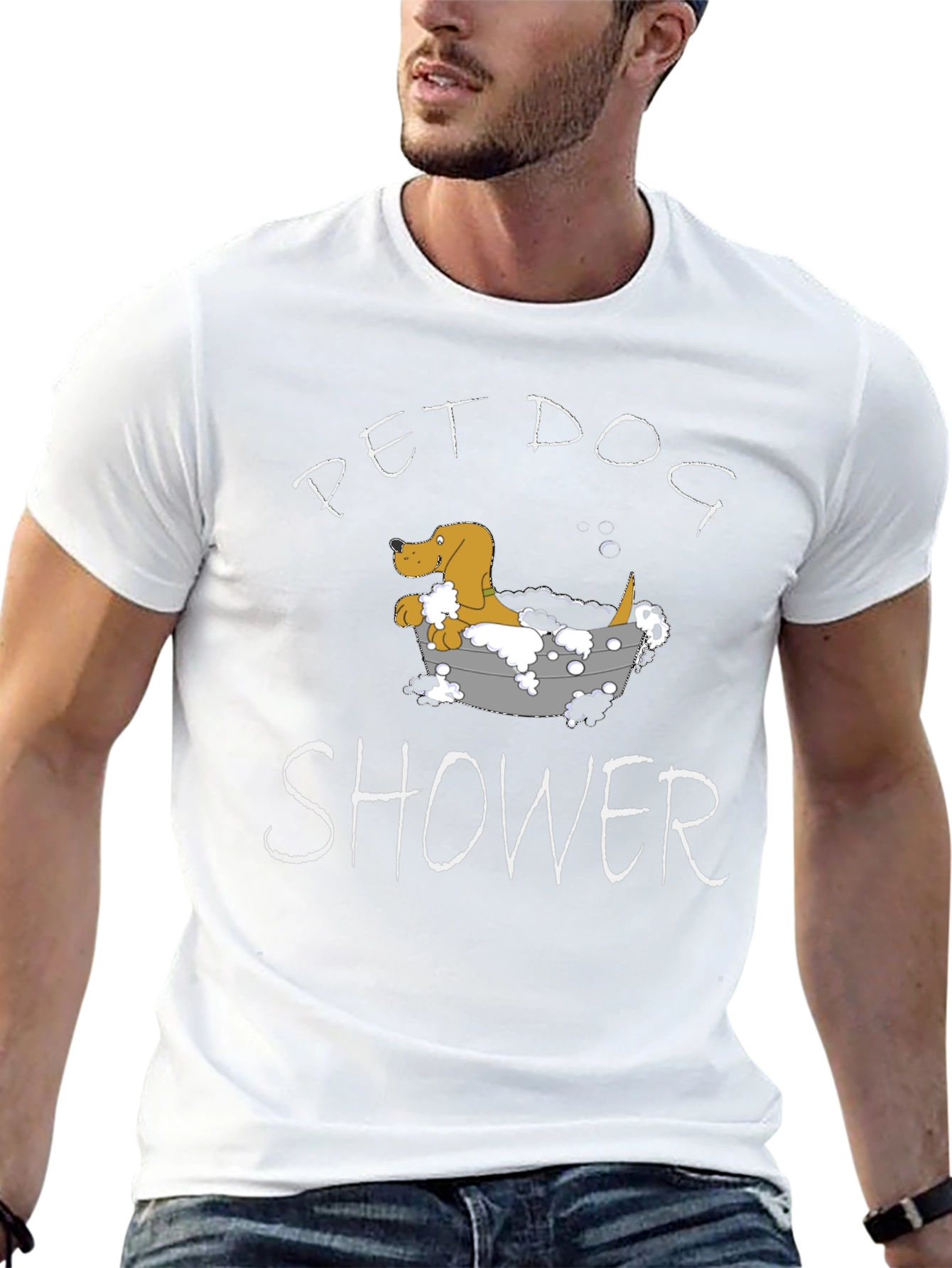 Pet Dog Shower Funny Graphic T-Shirt