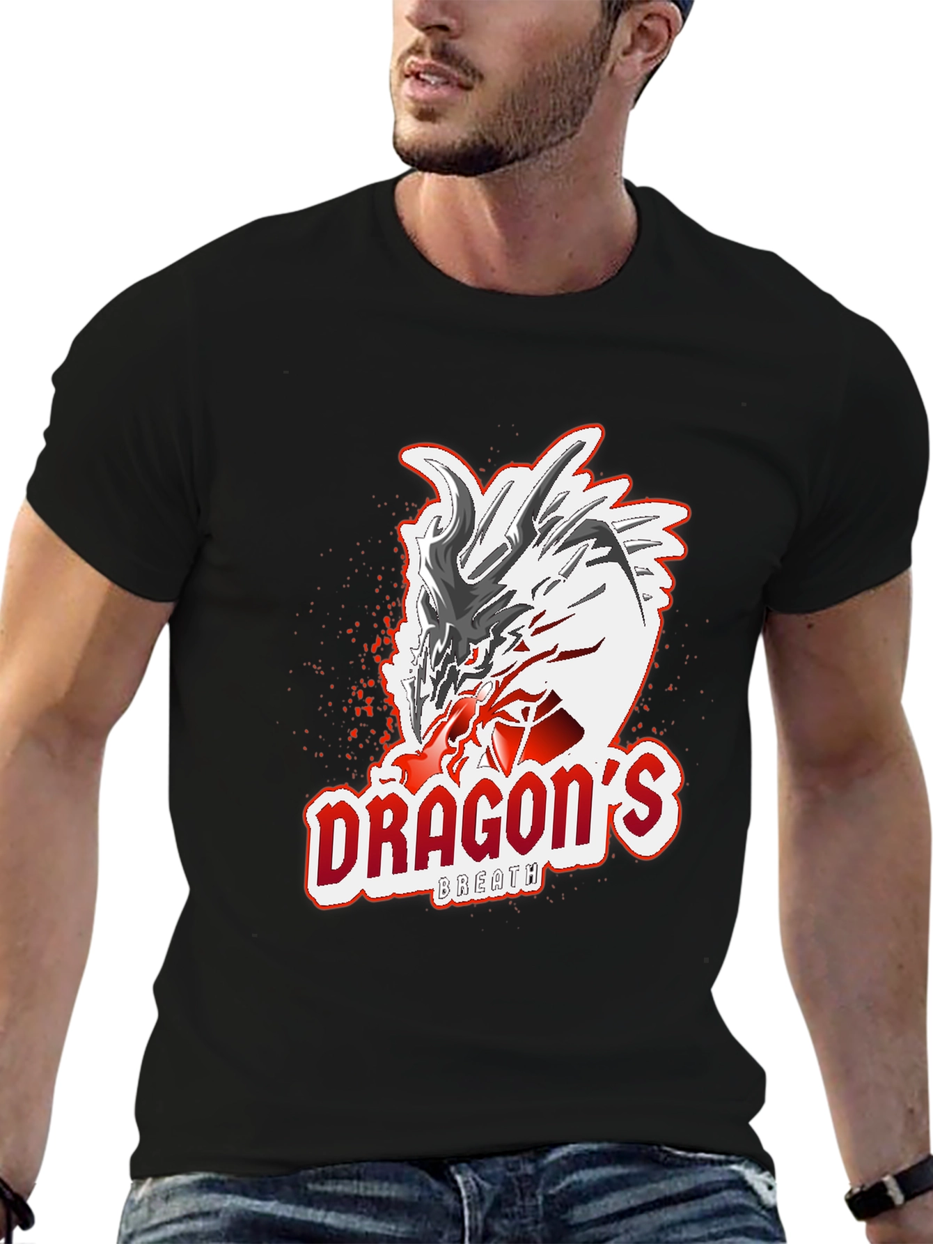 Dragons Breath Graphic Tee - Black Cotton T-Shirt