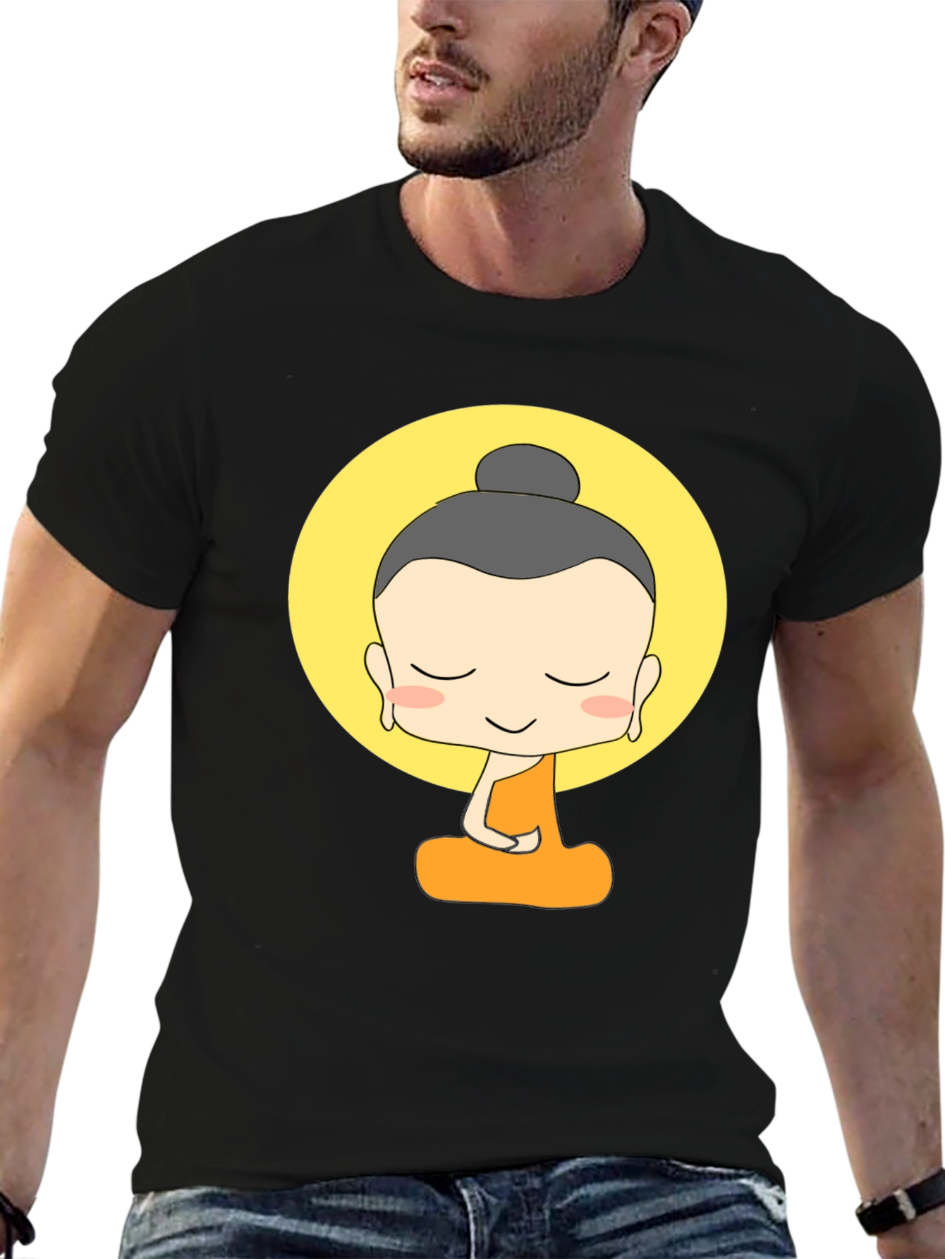 Cartoon Buddha Graphic T-Shirt