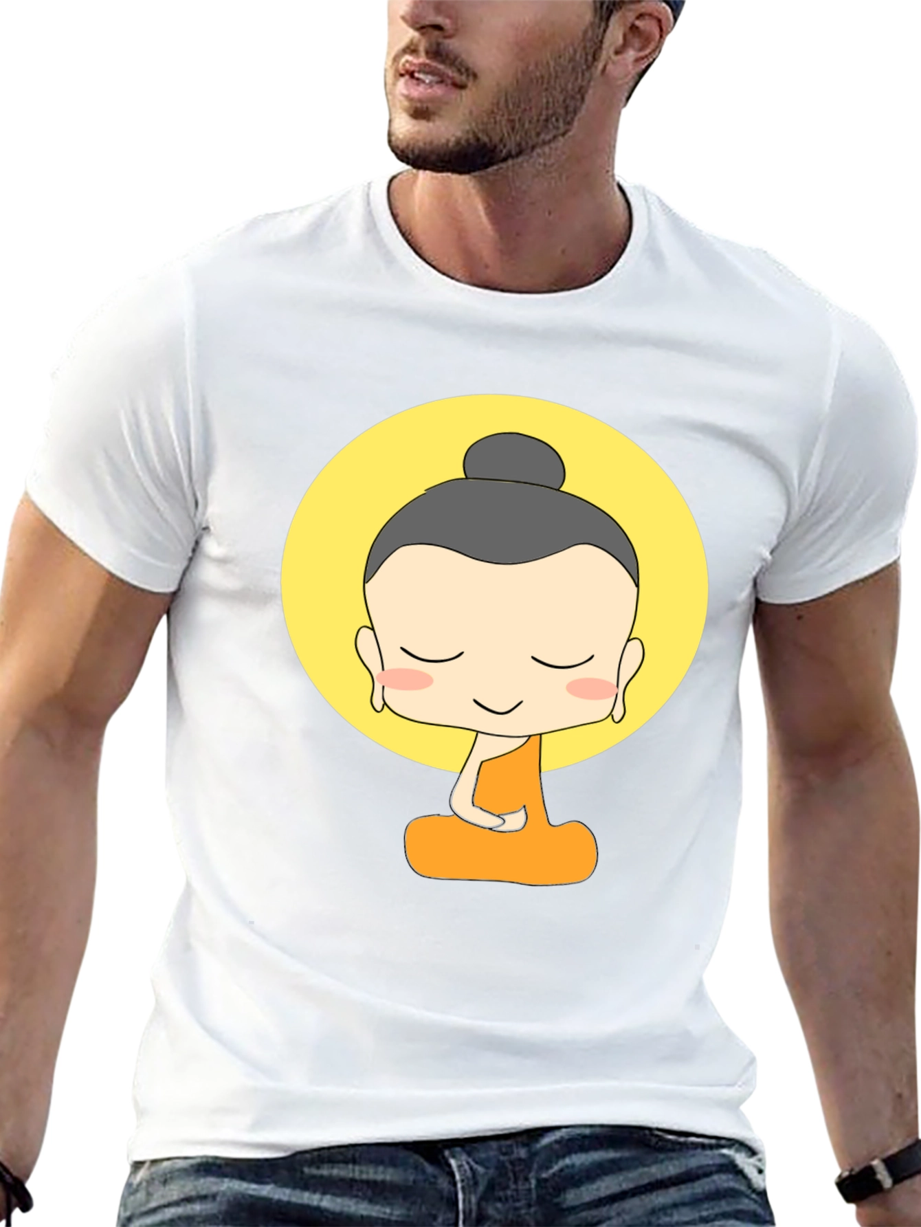 Cartoon Buddha Graphic T-Shirt