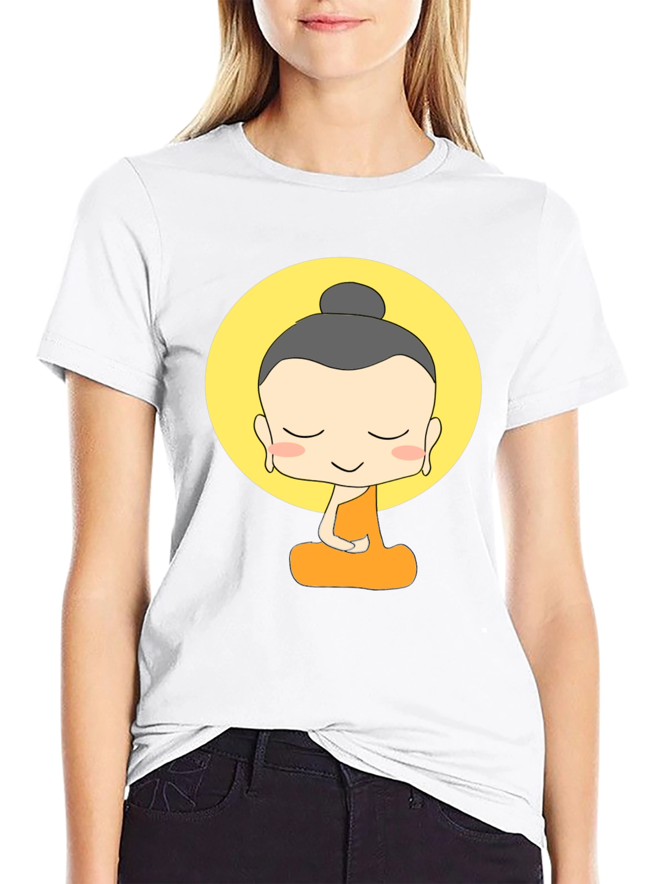 Cartoon Buddha Graphic T-Shirt