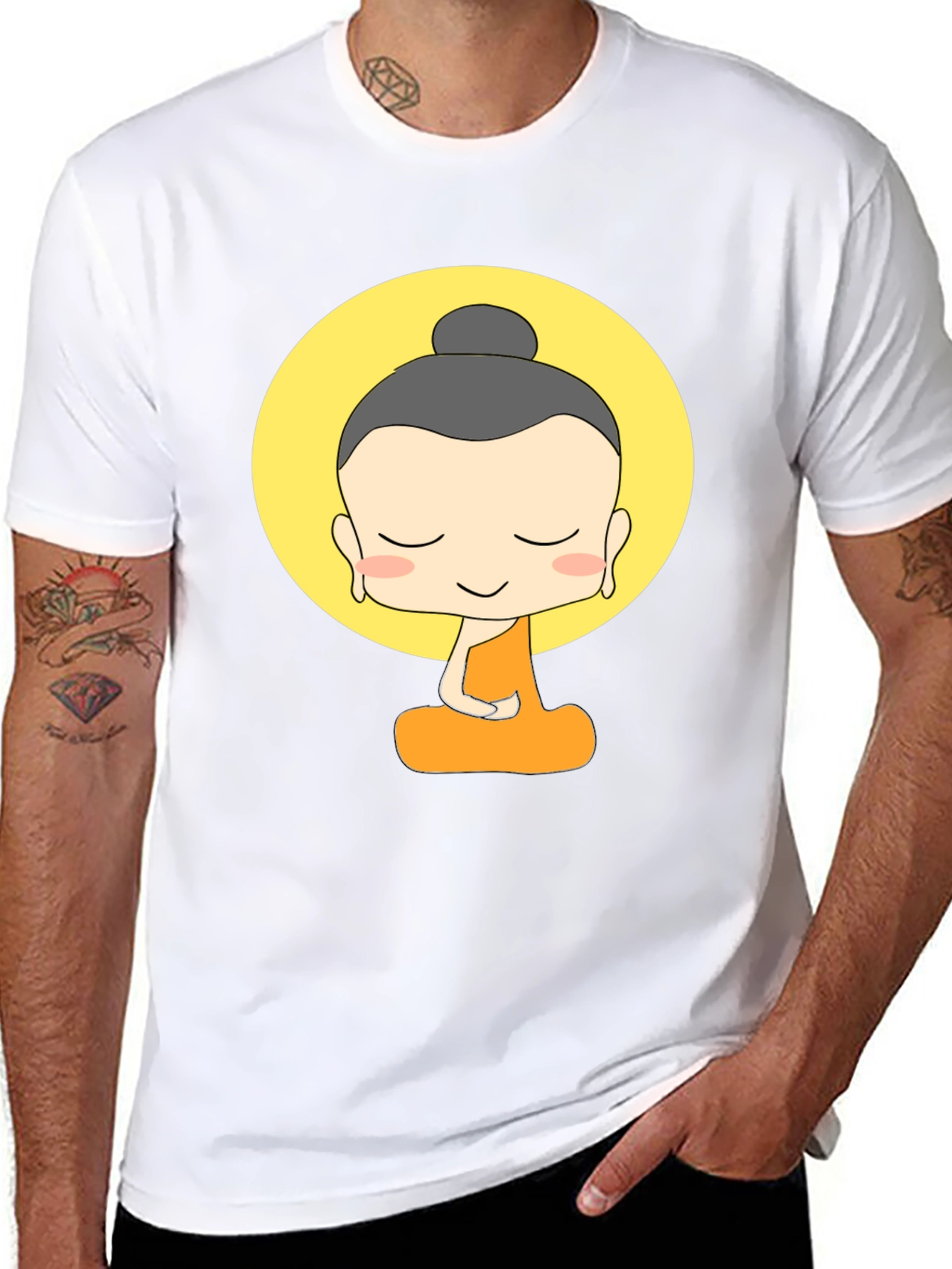 Cartoon Buddha Graphic T-Shirt