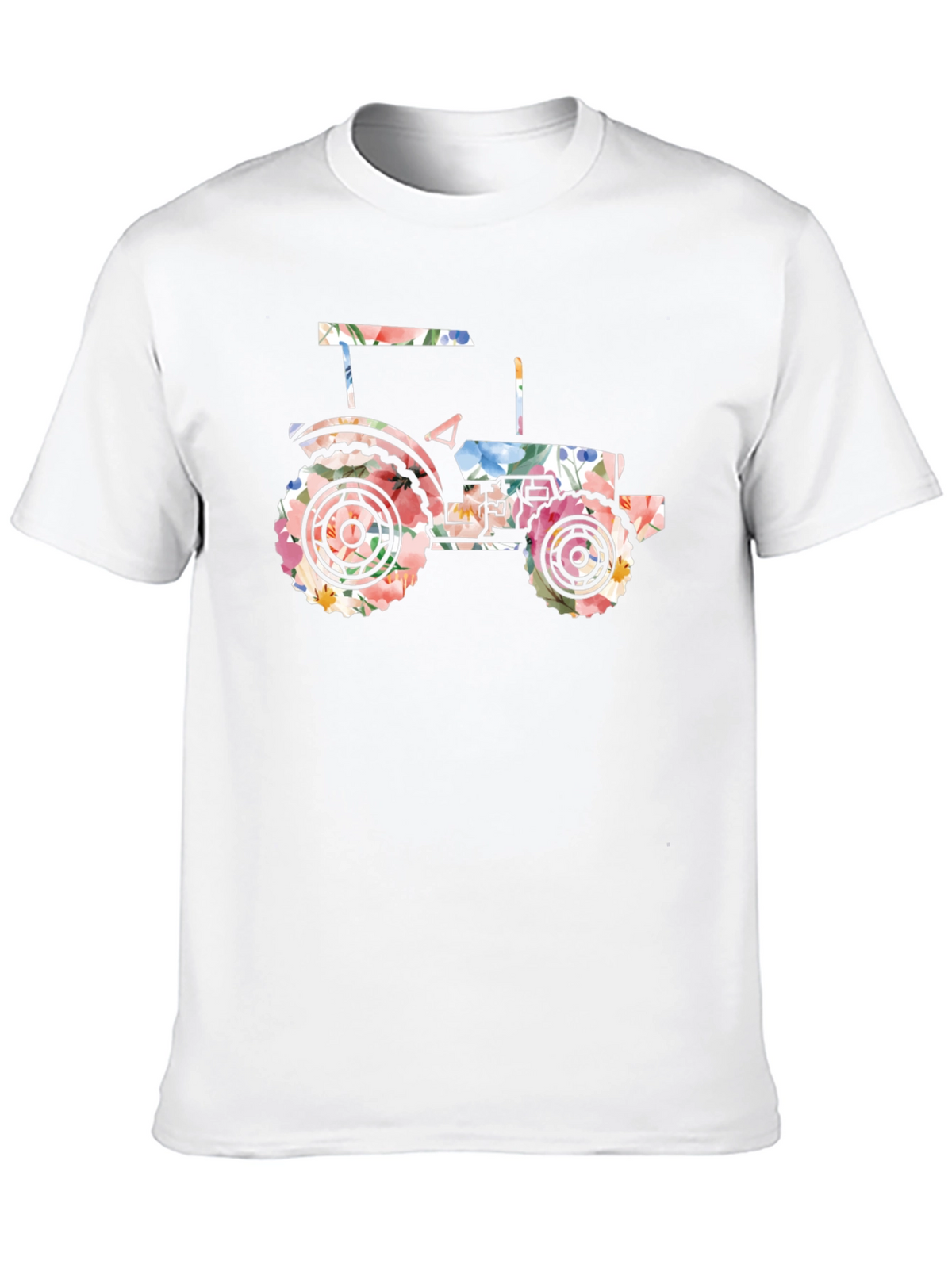Floral Tractor Graphic Tee - Black Cotton