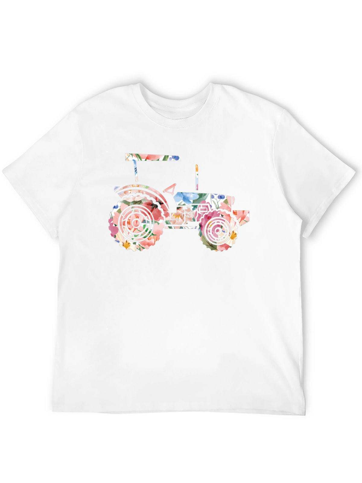 Floral Tractor Graphic Tee - Black Cotton