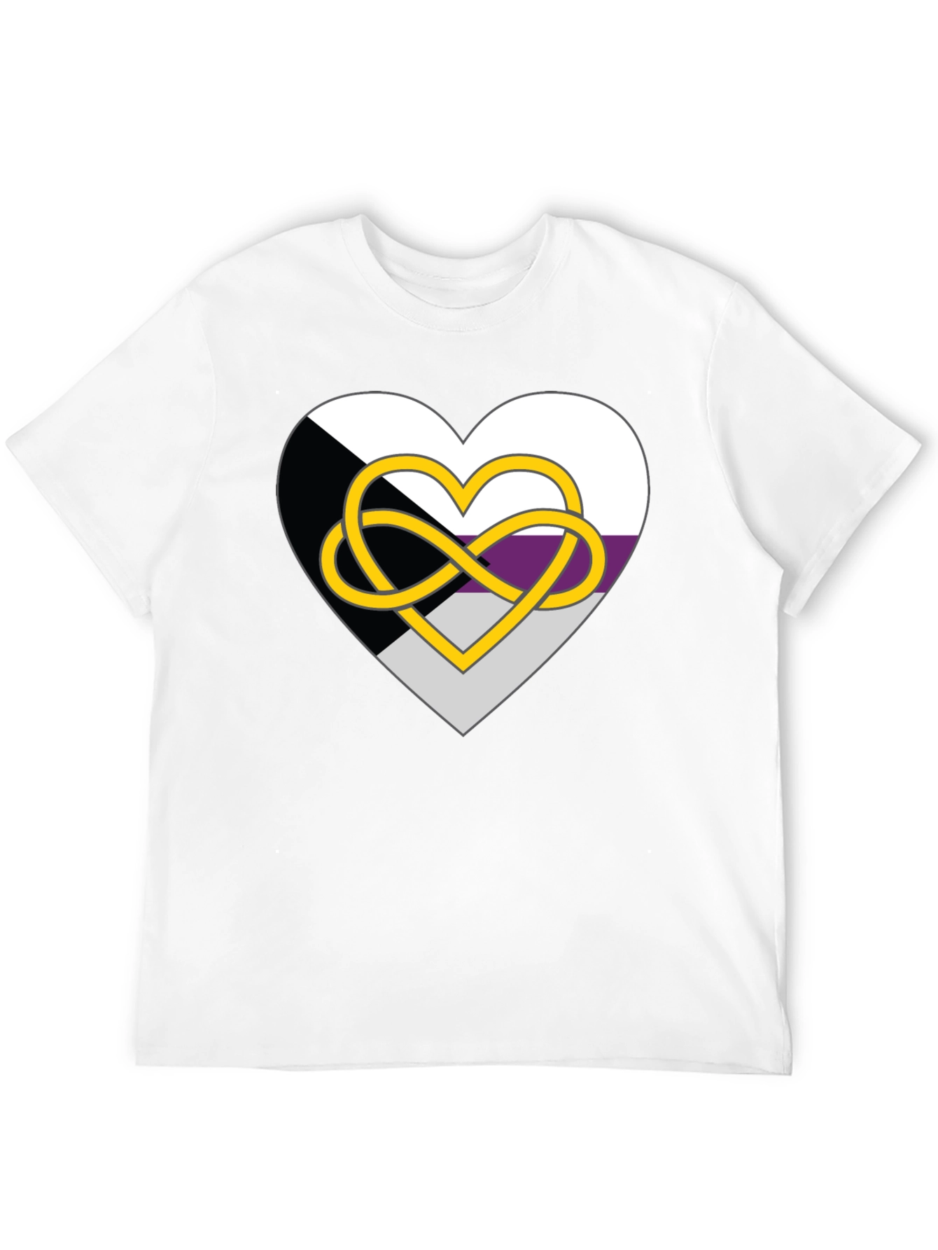 Demisexual Pride Heart Infinity Symbol Black T-Shirt
