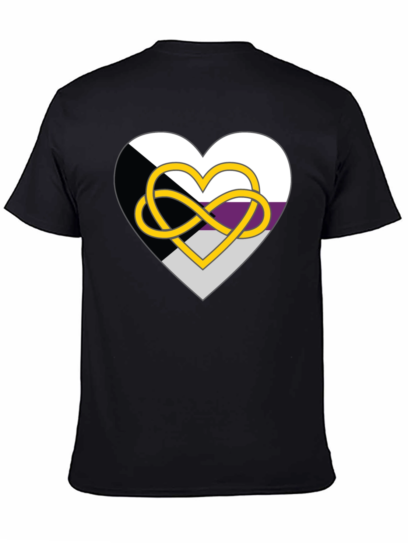 Demisexual Pride Heart Infinity Symbol Black T-Shirt