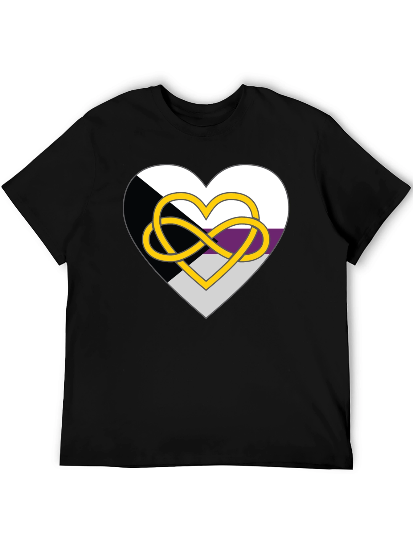 Demisexual Pride Heart Infinity Symbol Black T-Shirt