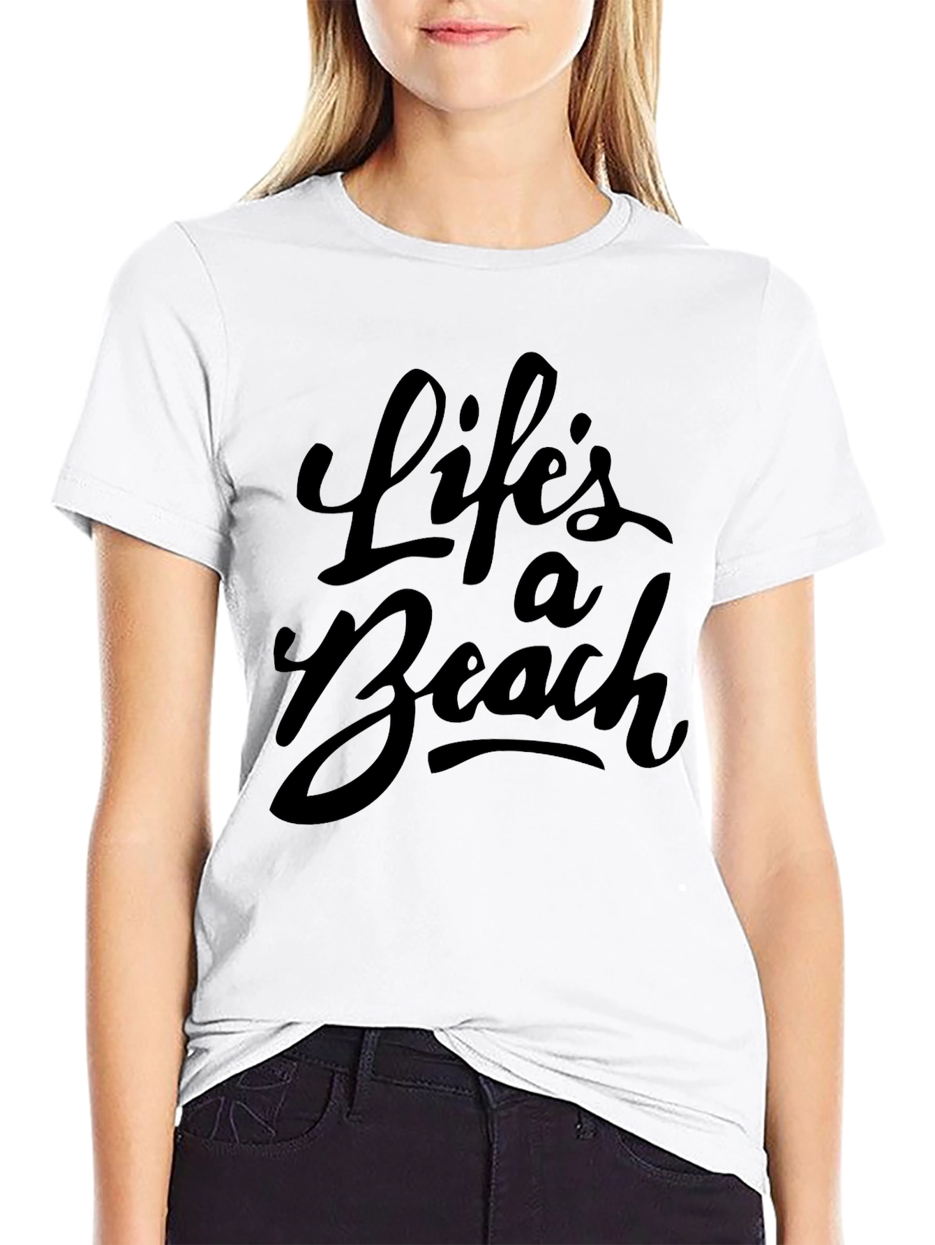 Lifes a Beach Graphic Tee - Black