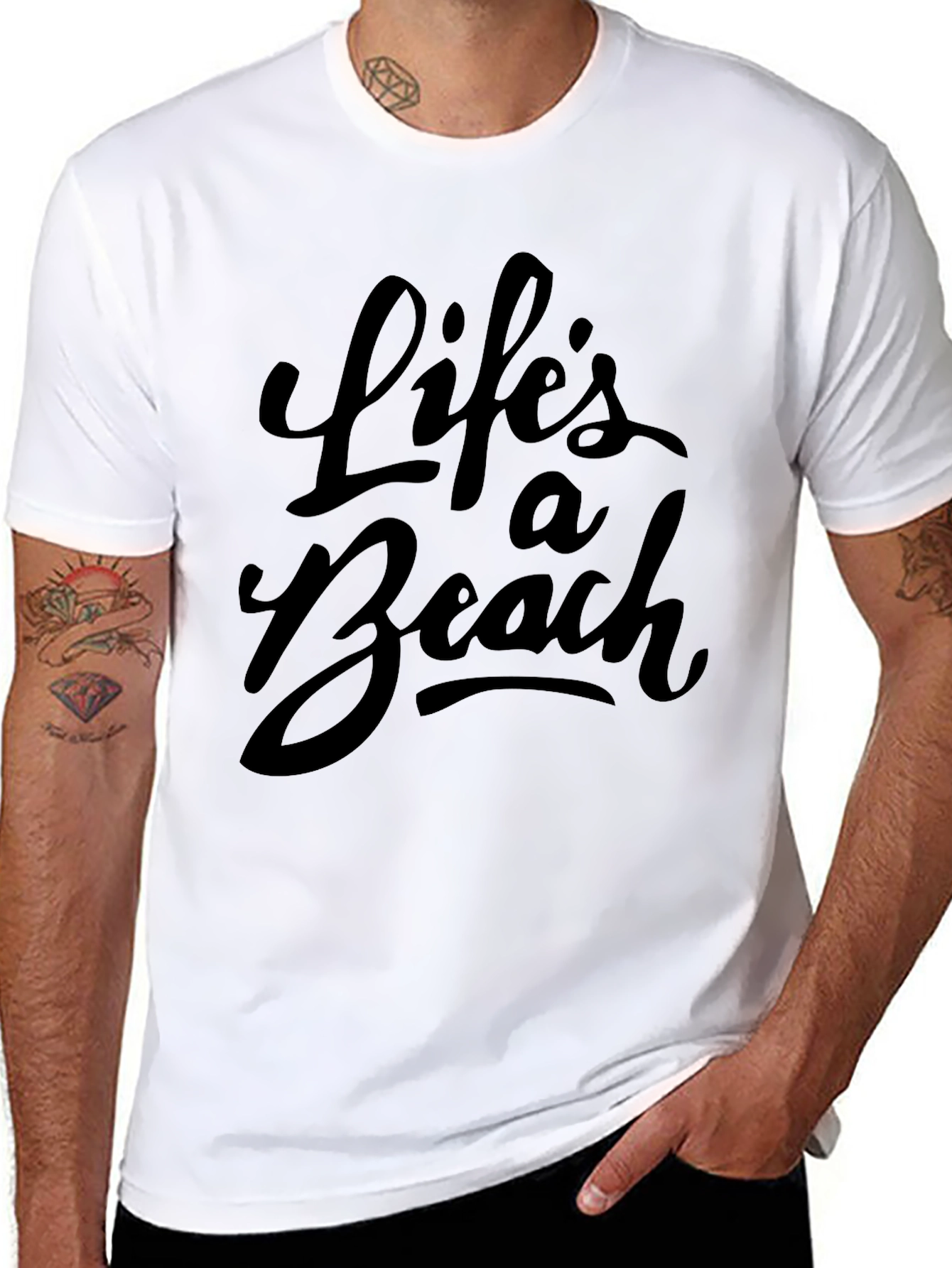 Lifes a Beach Graphic Tee - Black