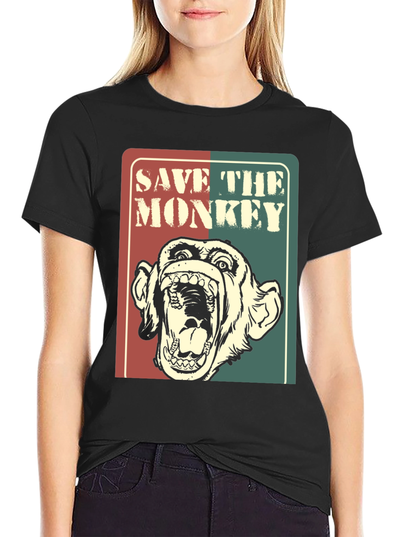 Save The Monkey Graphic T-Shirt - Retro Style Tee