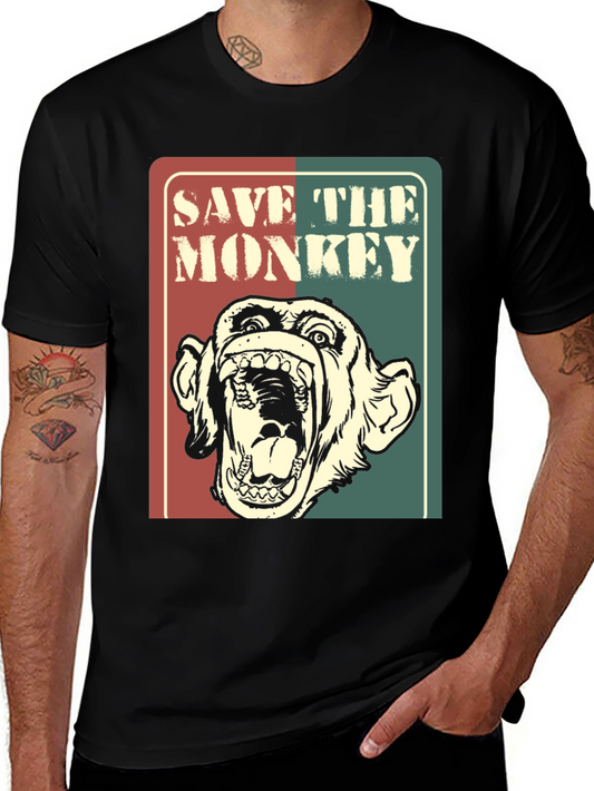 Save The Monkey Graphic T-Shirt - Retro Style Tee