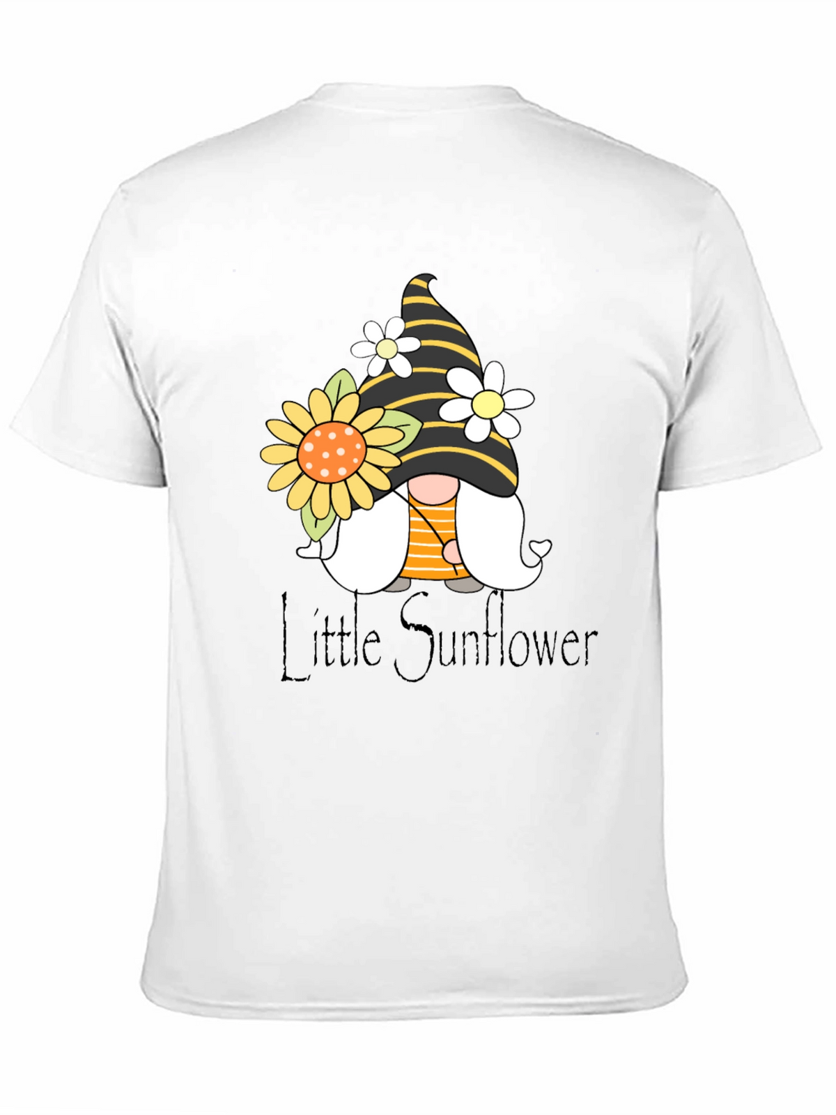 Little Sunflower Gnome Black T-Shirt