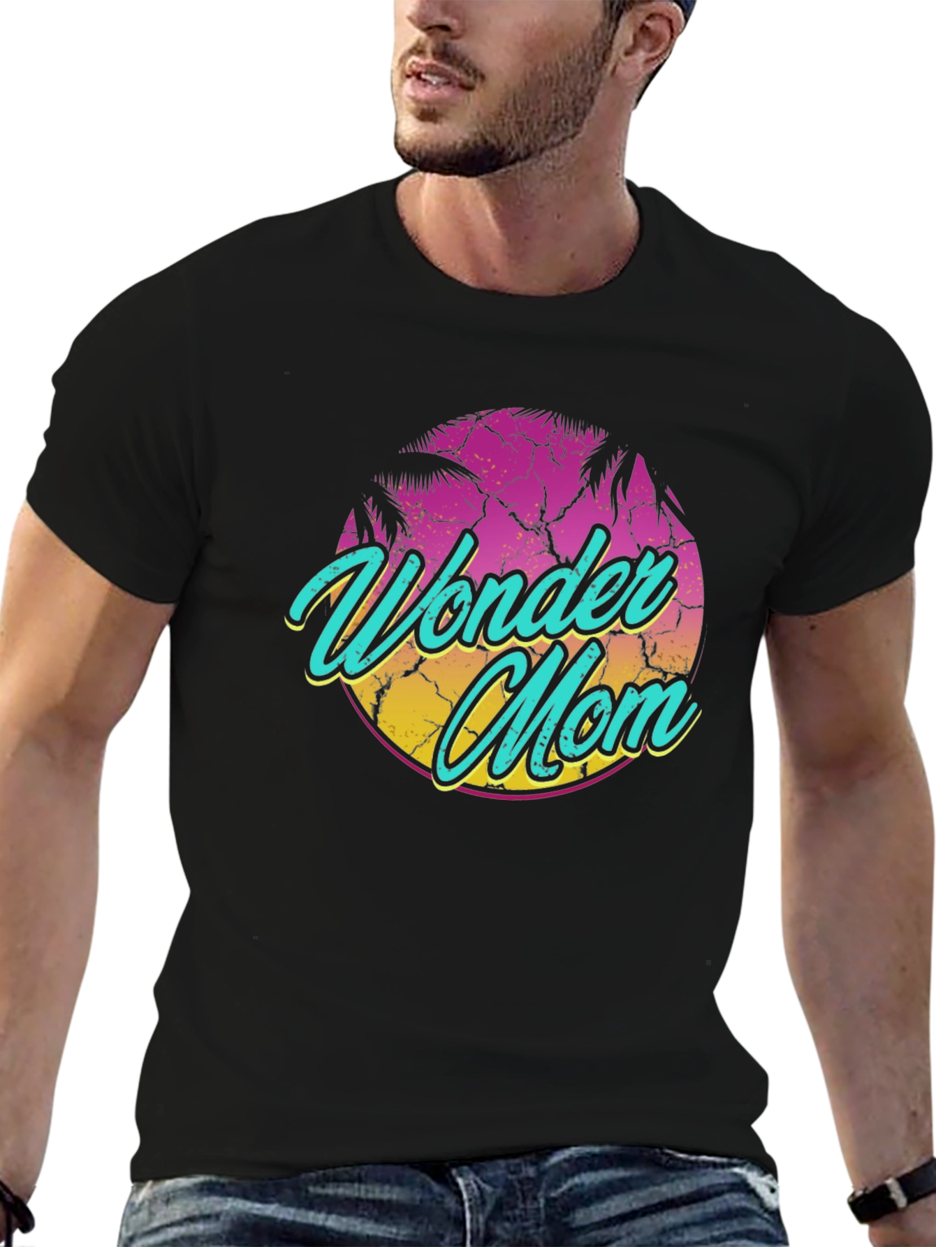 Wonder Mom Retro Graphic Tee - Black T-Shirt