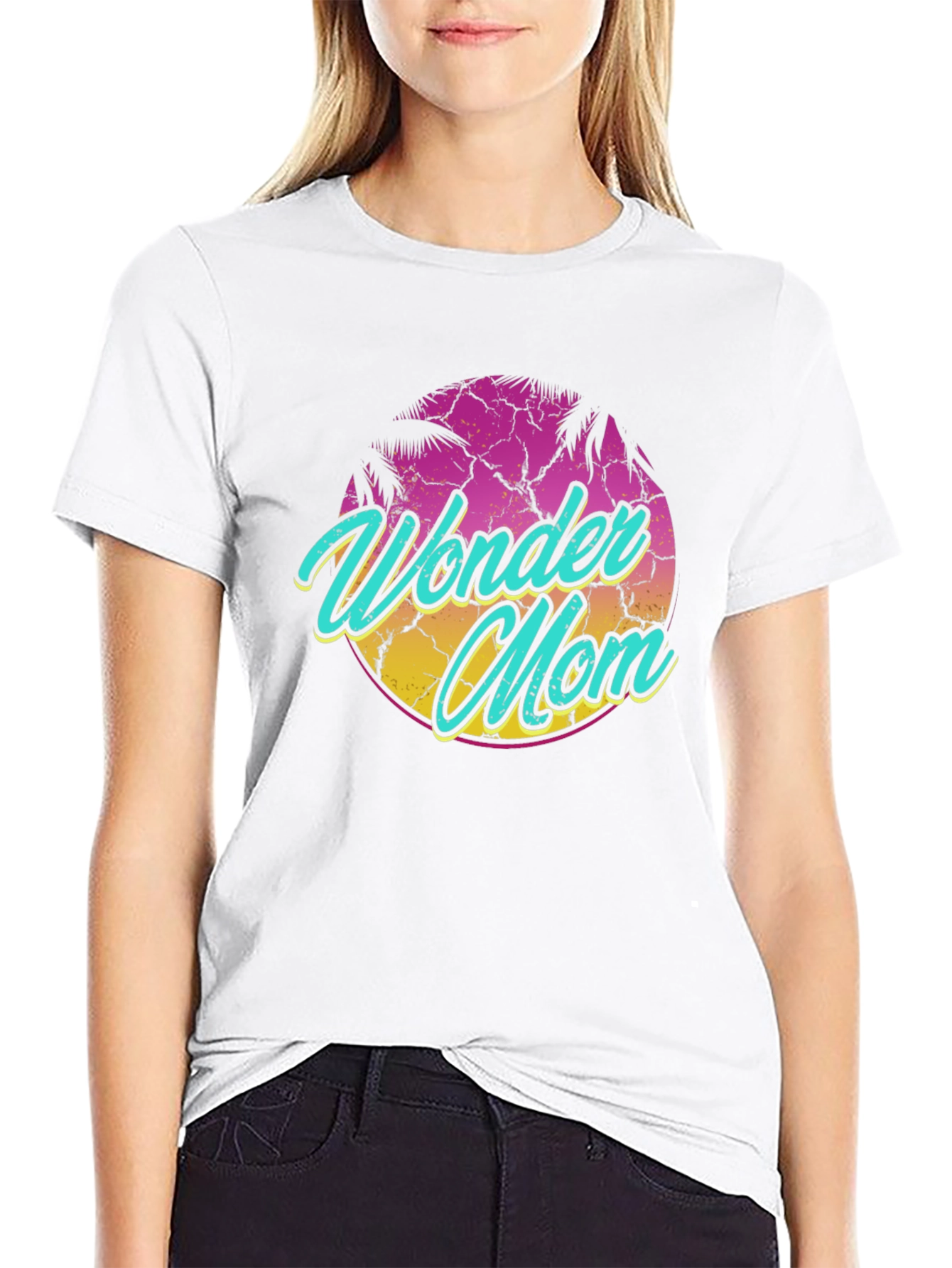 Wonder Mom Retro Graphic Tee - Black T-Shirt