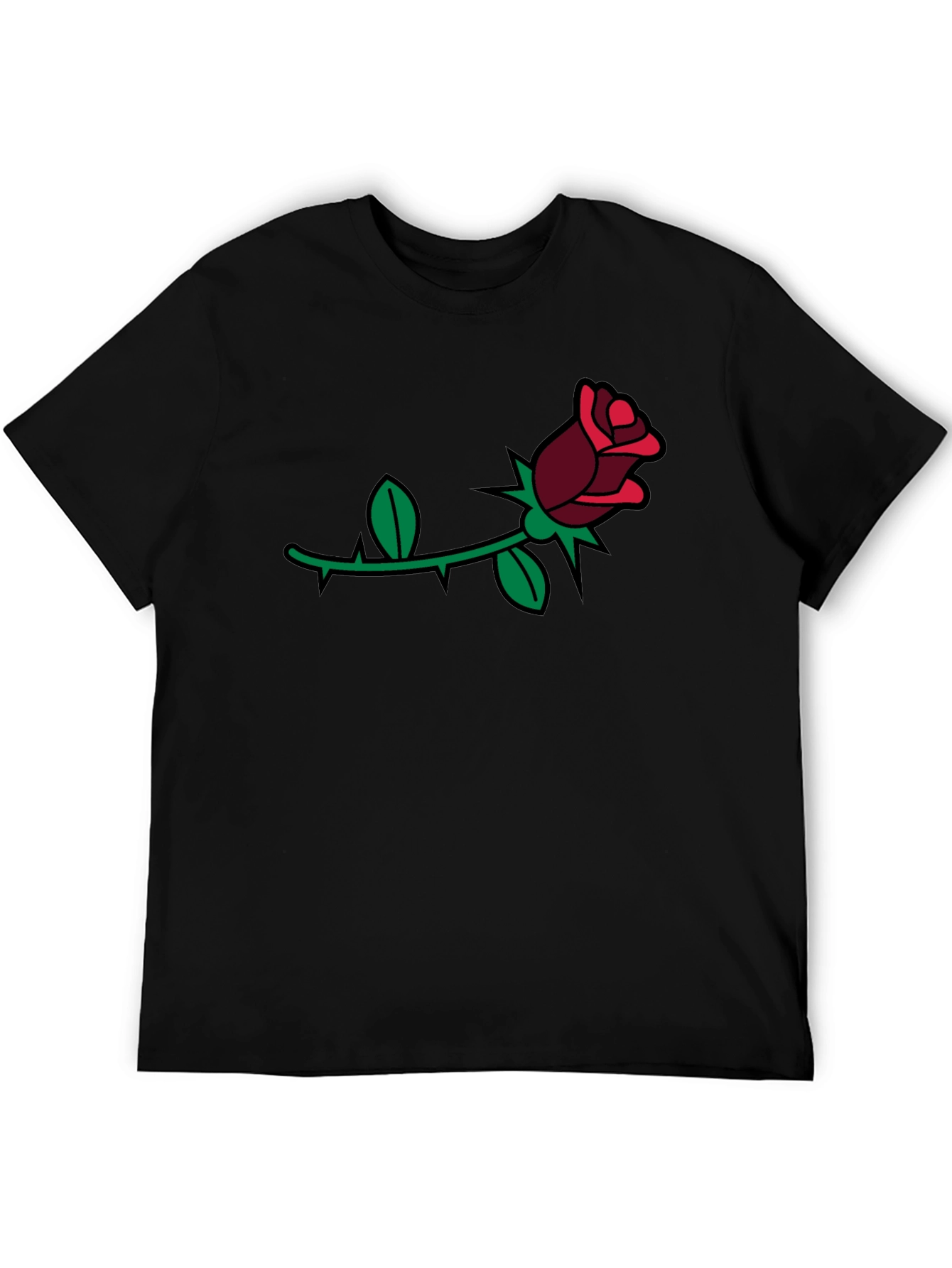 Rose Graphic Tee - Black Casual Comfort